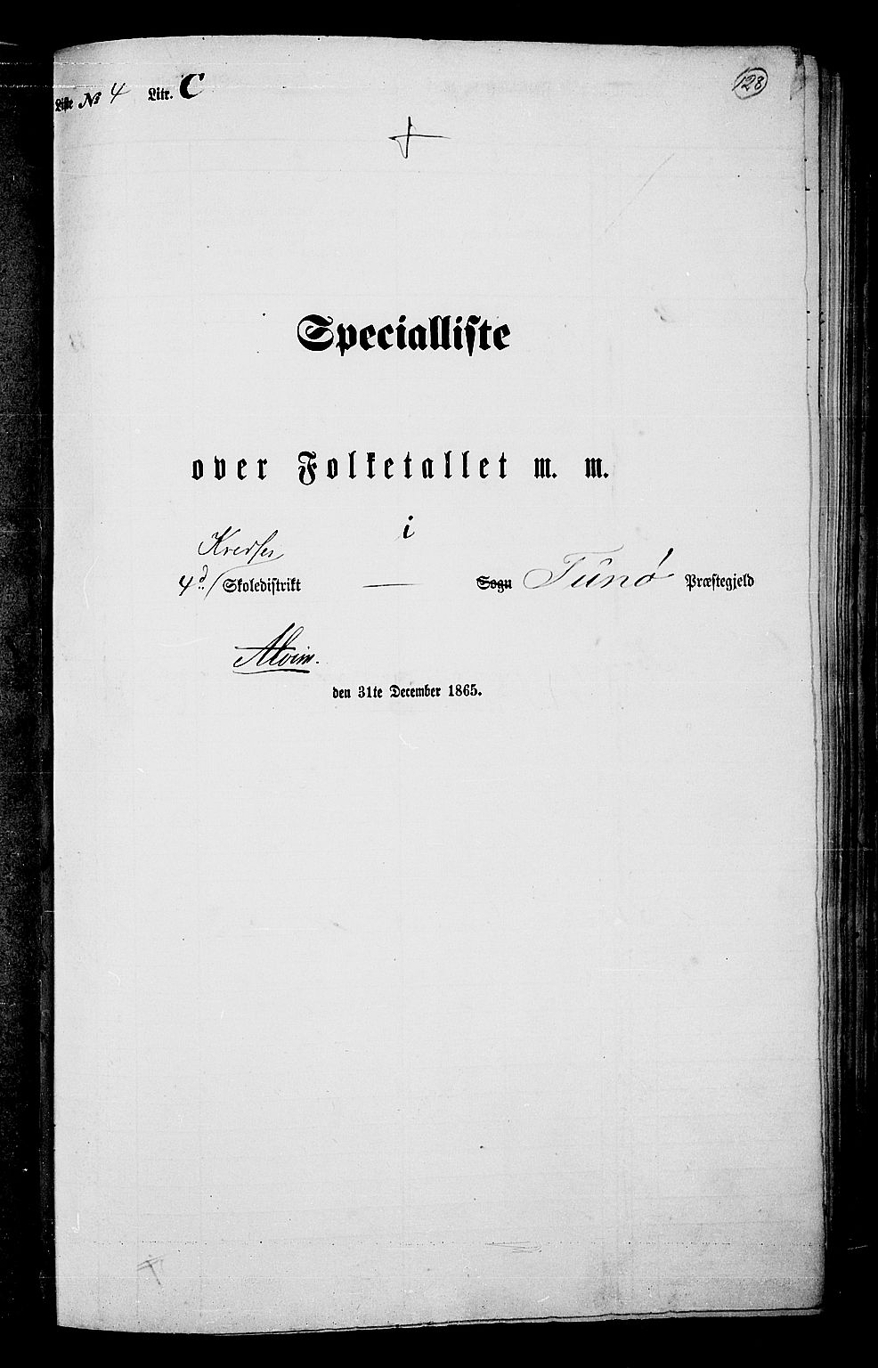 RA, 1865 census for Tune, 1865, p. 121