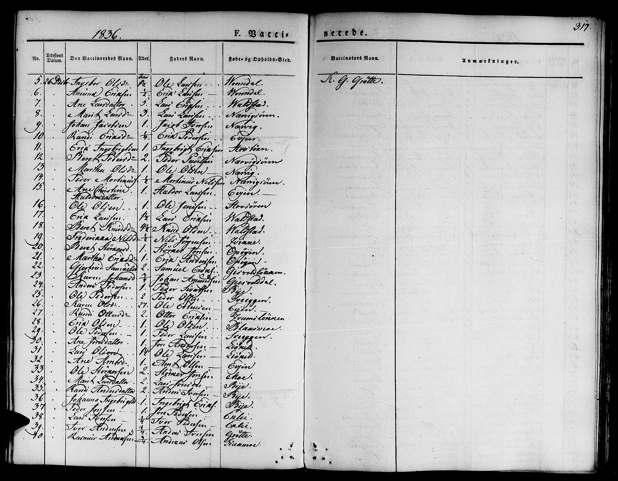 Ministerialprotokoller, klokkerbøker og fødselsregistre - Sør-Trøndelag, SAT/A-1456/668/L0804: Parish register (official) no. 668A04, 1826-1839, p. 317