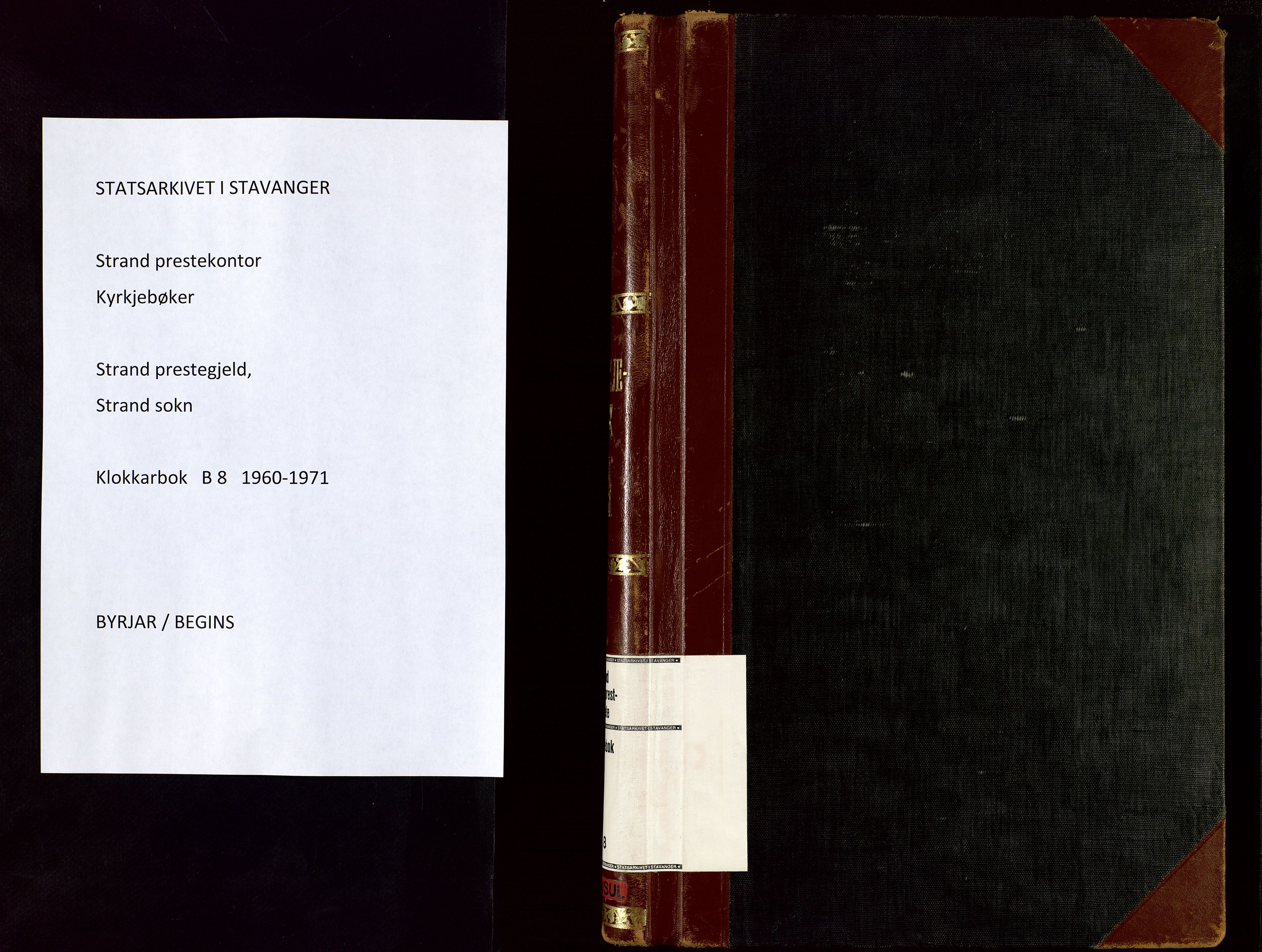 Strand sokneprestkontor, SAST/A-101828/H/Ha/Hab/L0008: Parish register (copy) no. B 8, 1960-1971