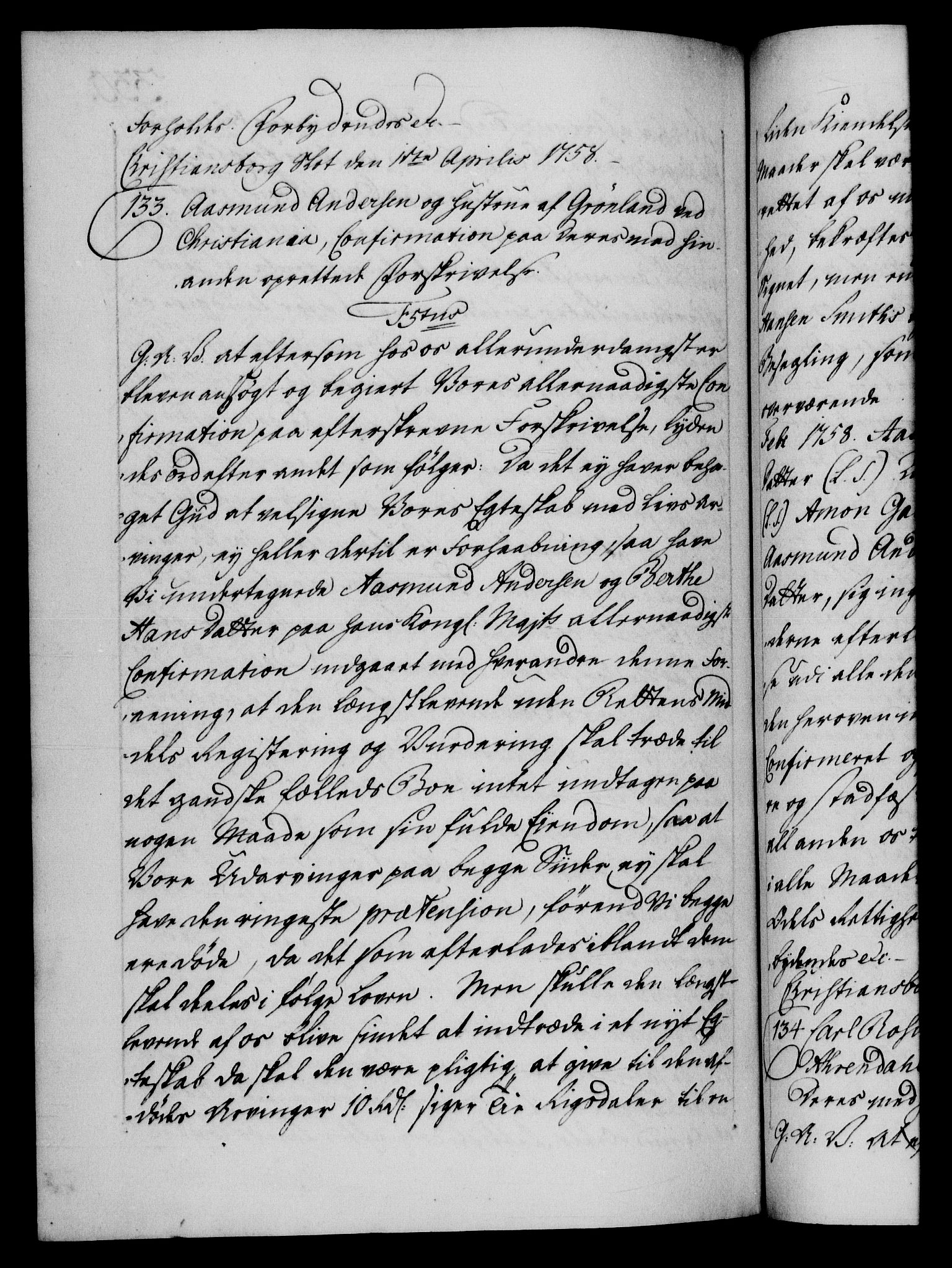 Danske Kanselli 1572-1799, AV/RA-EA-3023/F/Fc/Fca/Fcaa/L0040: Norske registre, 1757-1759, p. 330b