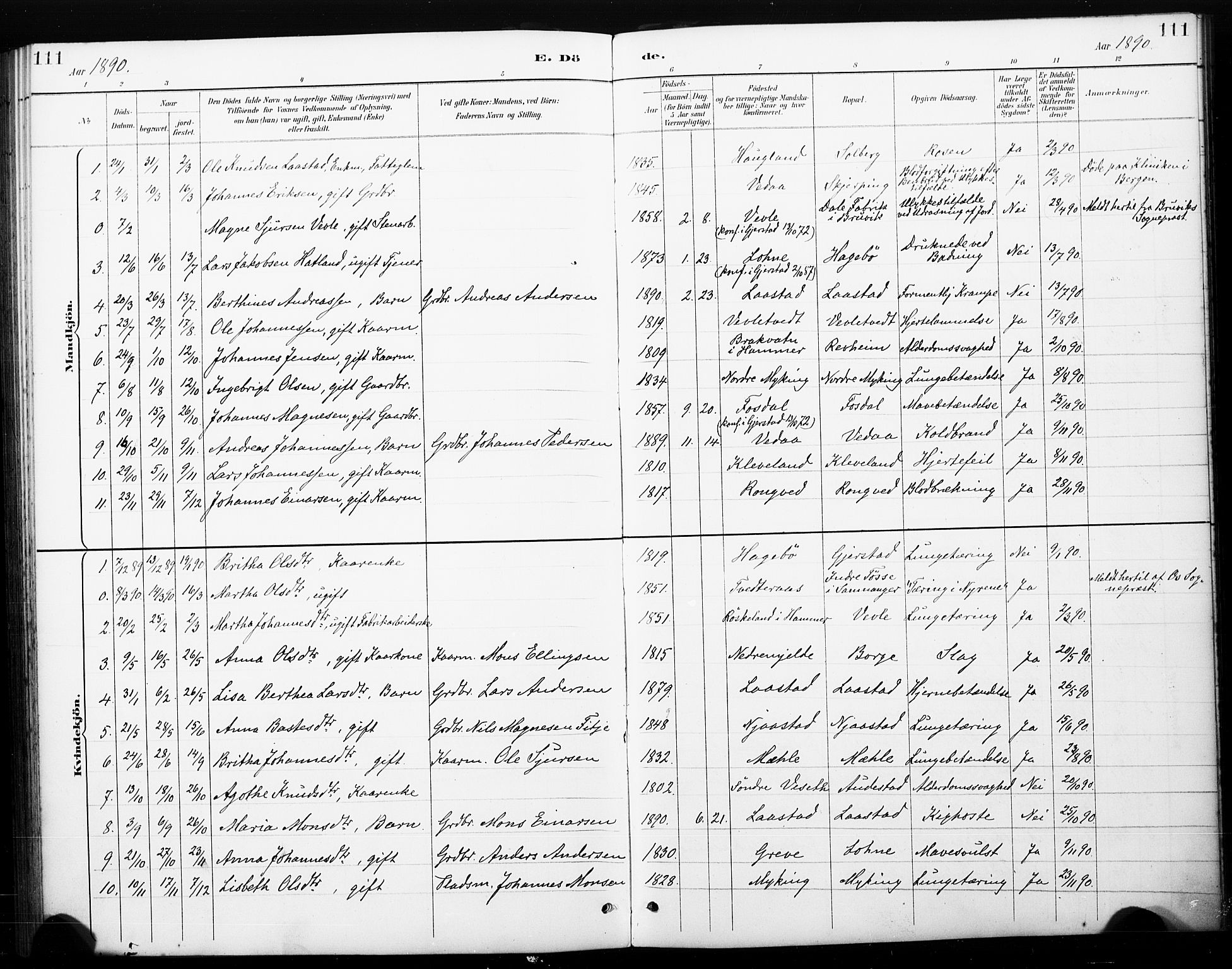 Haus sokneprestembete, SAB/A-75601/H/Haa: Parish register (official) no. C 1, 1887-1899, p. 111