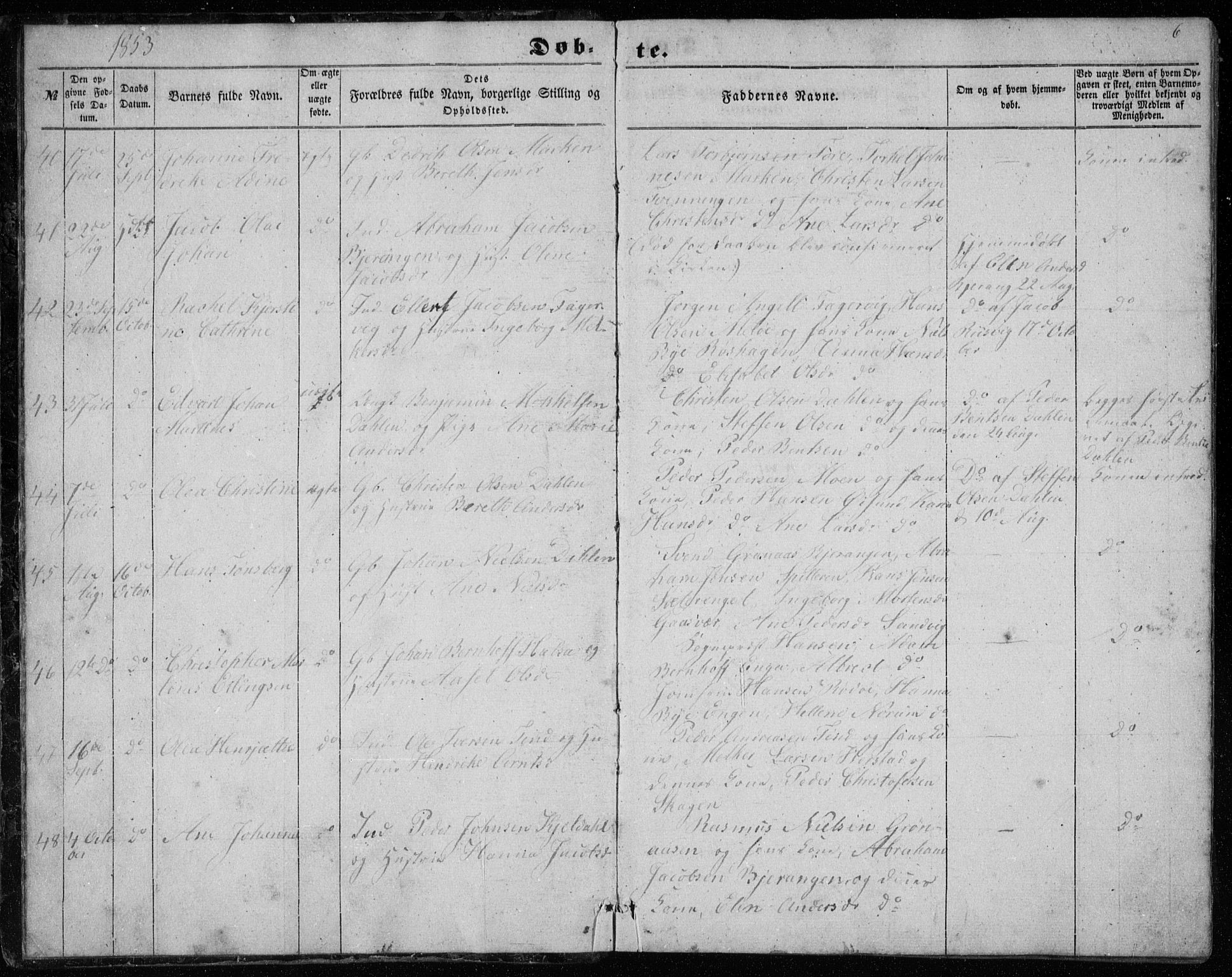 Ministerialprotokoller, klokkerbøker og fødselsregistre - Nordland, AV/SAT-A-1459/843/L0633: Parish register (copy) no. 843C02, 1853-1873, p. 6