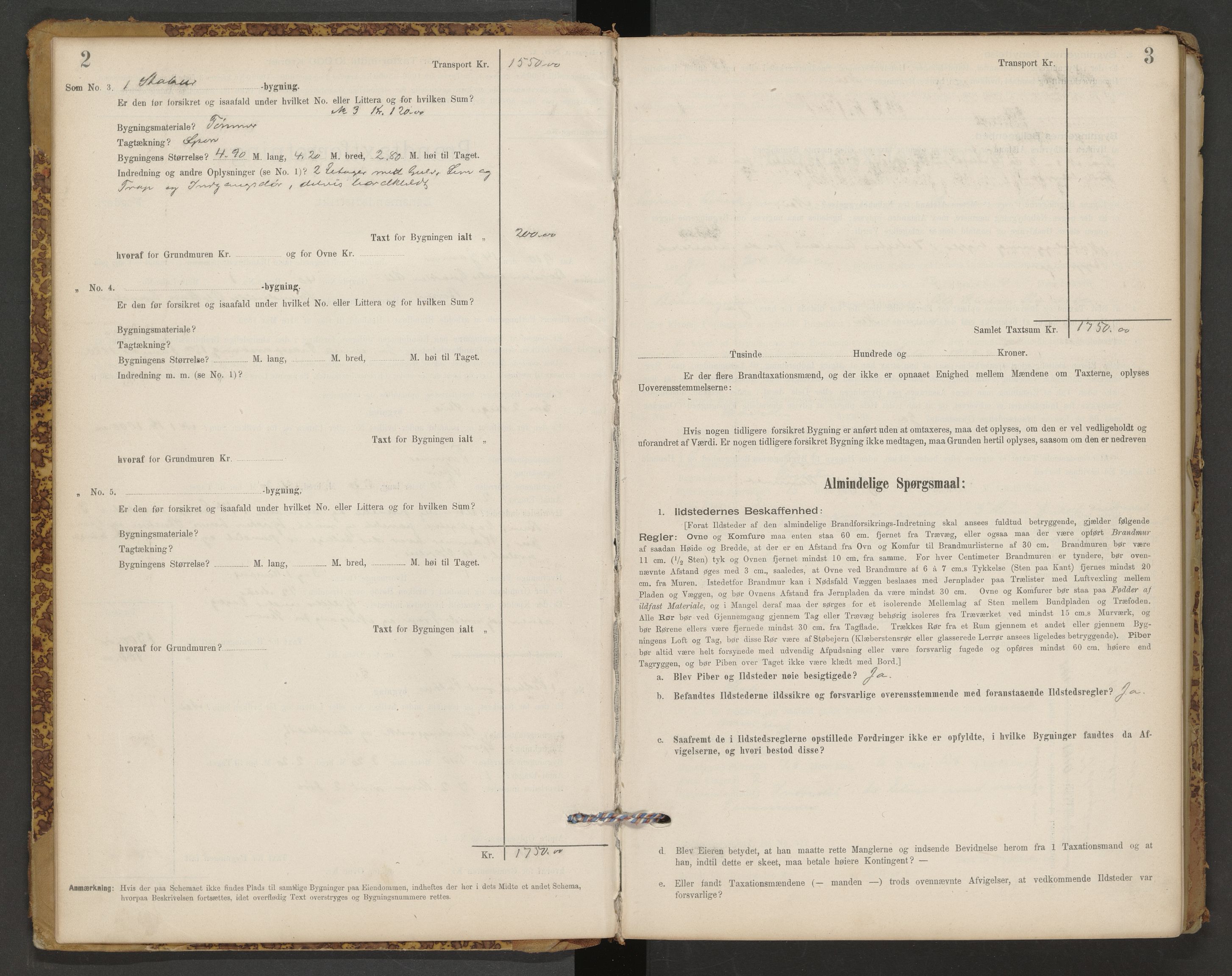 Norges Brannkasse Børsa og Skaun, AV/SAT-A-5537/Fb/L0001: Branntakstprotokoll, 1910-1942