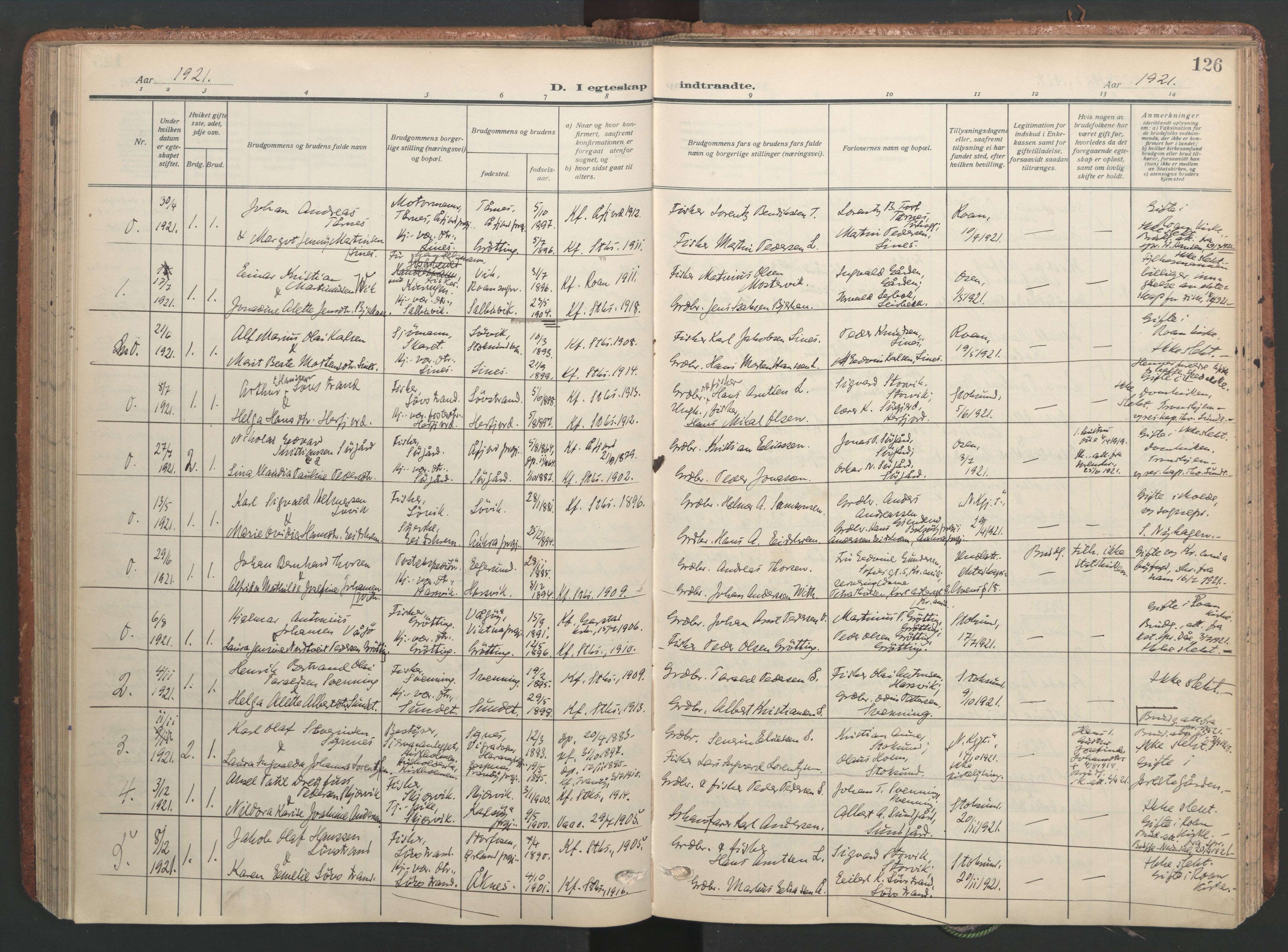 Ministerialprotokoller, klokkerbøker og fødselsregistre - Sør-Trøndelag, AV/SAT-A-1456/656/L0694: Parish register (official) no. 656A03, 1914-1931, p. 126