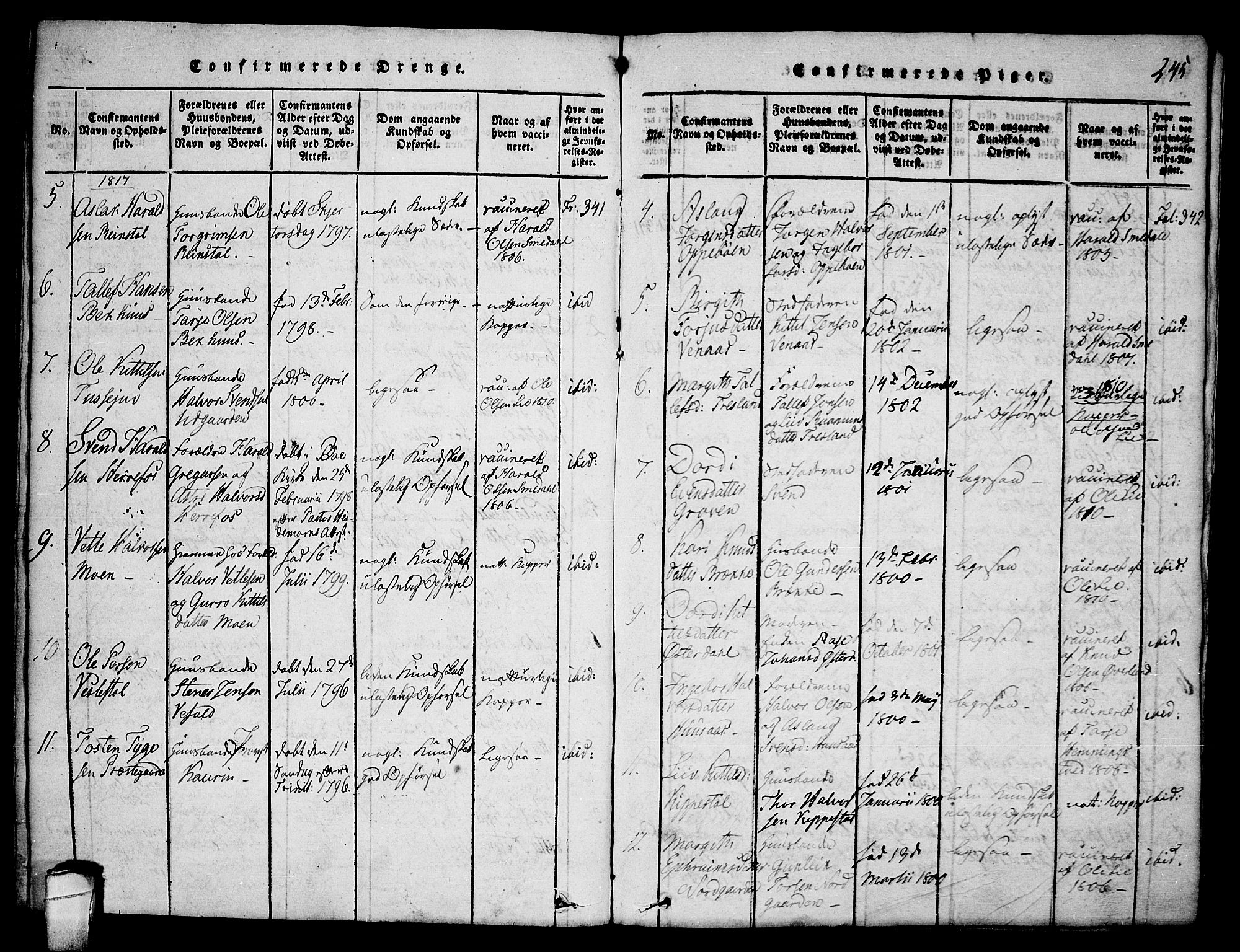 Seljord kirkebøker, SAKO/A-20/F/Fa/L0010: Parish register (official) no. I 10, 1815-1831, p. 245
