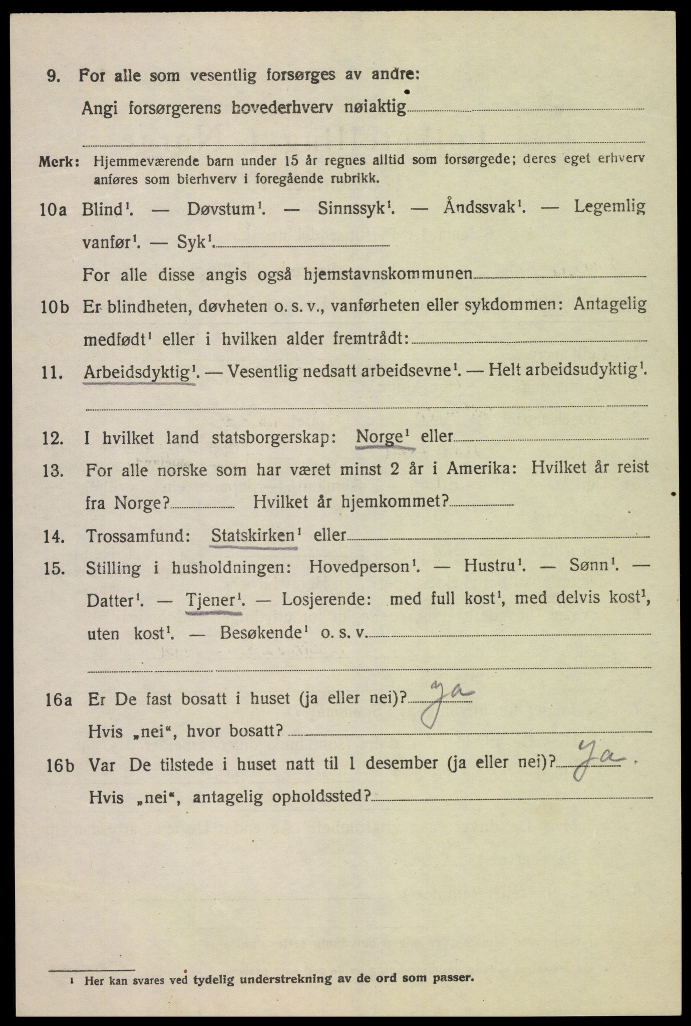 SAK, 1920 census for Lyngdal, 1920, p. 4882