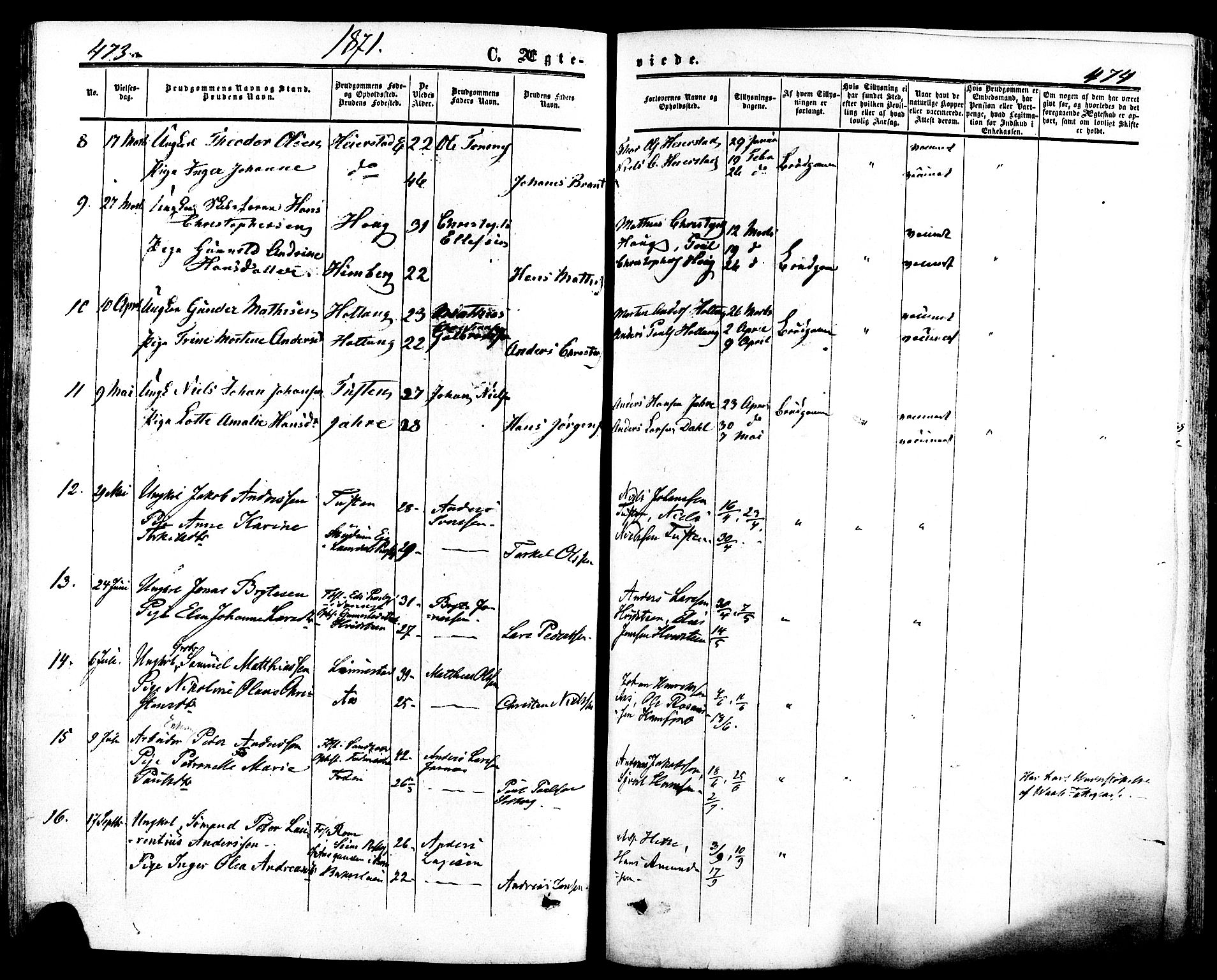 Ramnes kirkebøker, AV/SAKO-A-314/F/Fa/L0006: Parish register (official) no. I 6, 1862-1877, p. 473-474