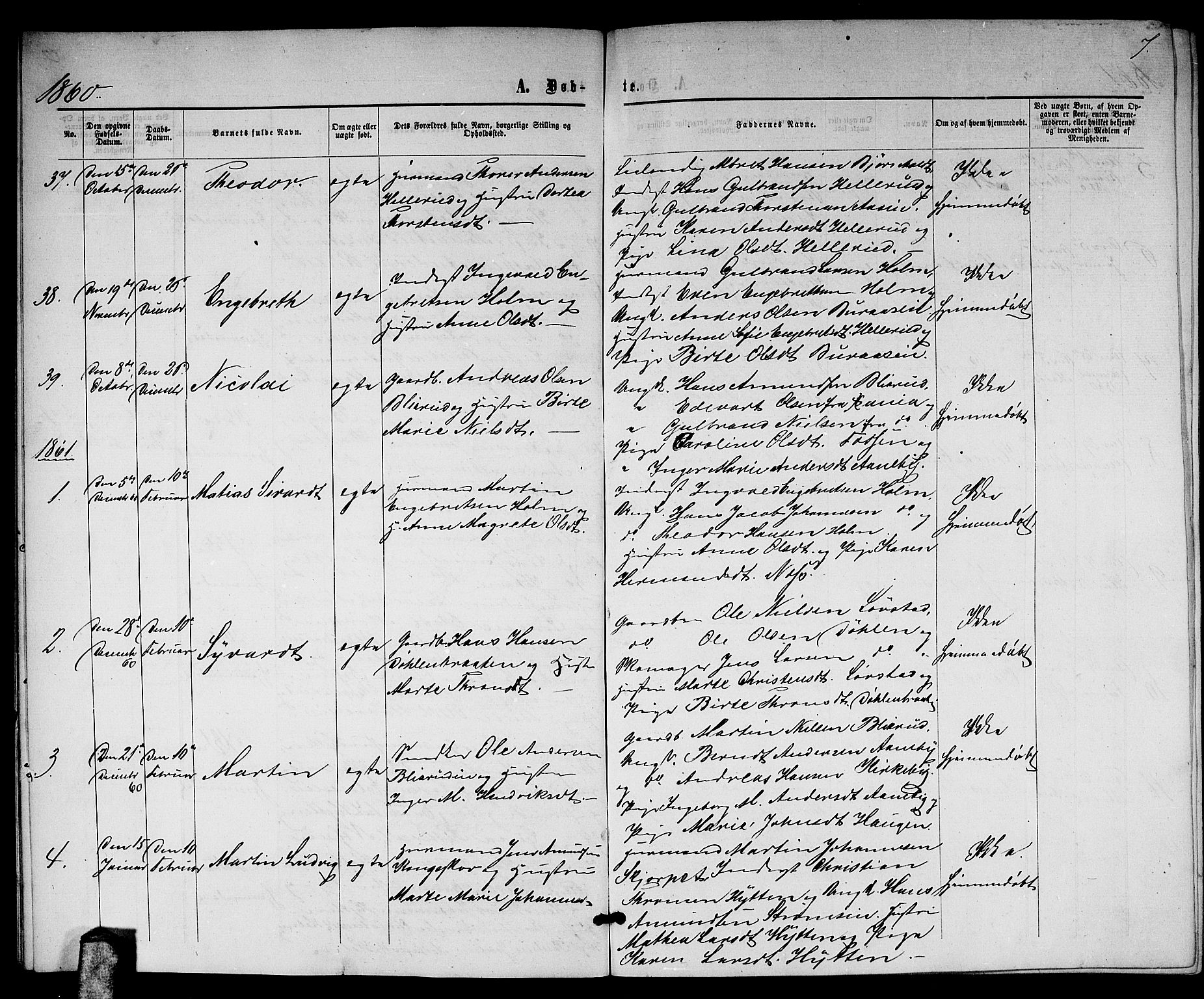 Nittedal prestekontor Kirkebøker, SAO/A-10365a/G/Gb/L0001: Parish register (copy) no. II 1, 1859-1878, p. 7