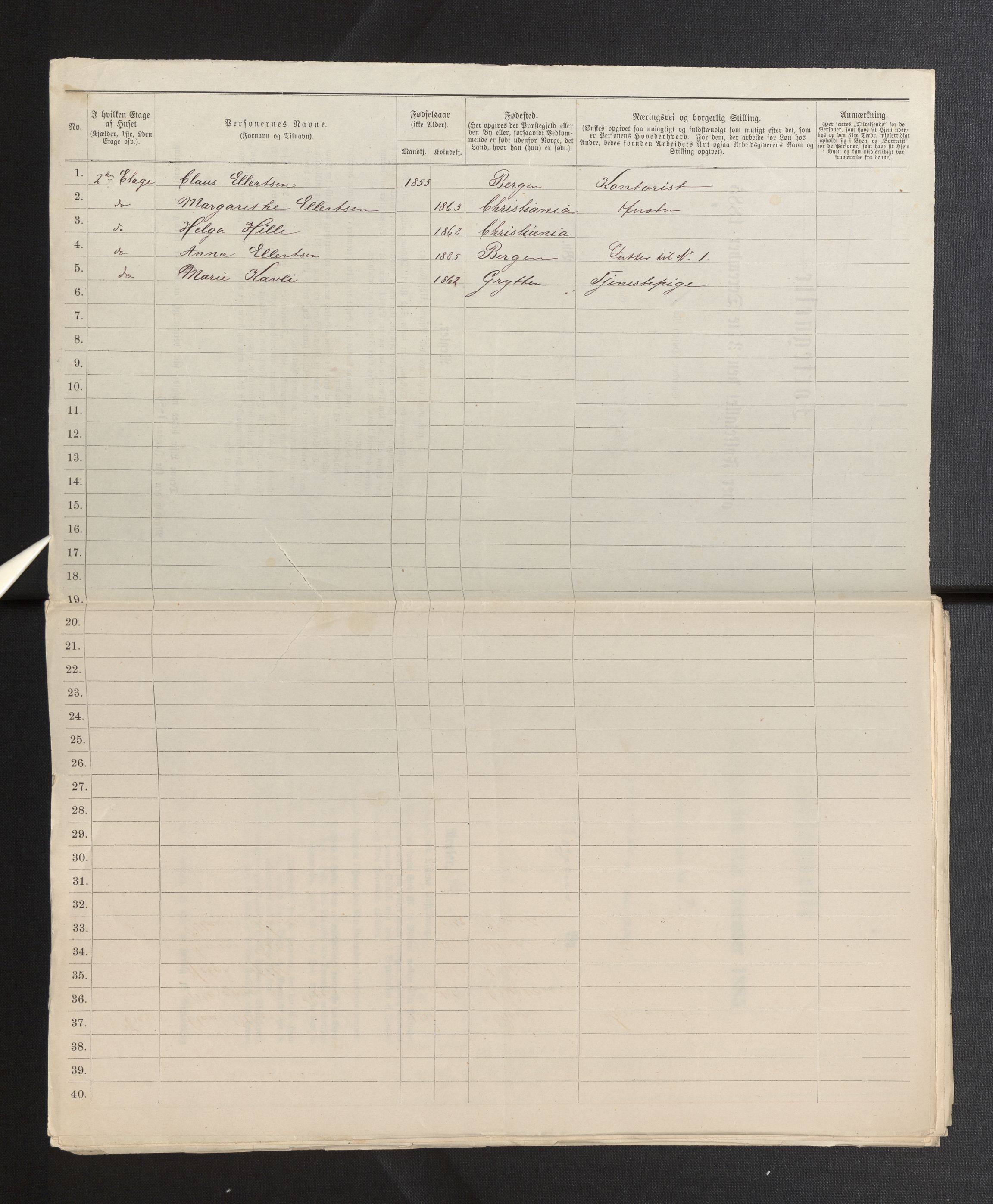 SAB, 1885 census for 1301 Bergen, 1885, p. 4226