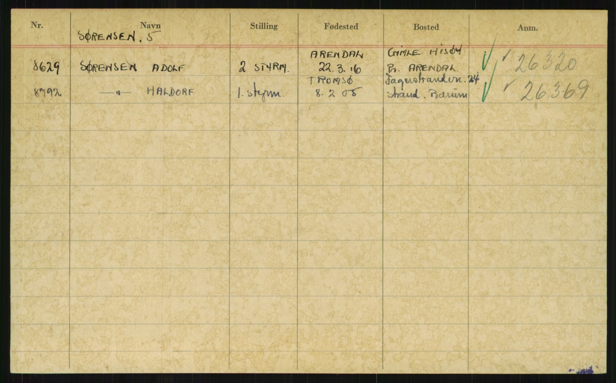 Direktoratet for sjømenn, AV/RA-S-3545/G/Gi/L0003: Kartotek over krigsdekorasjoner tildelt under krigen til nordmenn, 1940-1945, p. 889