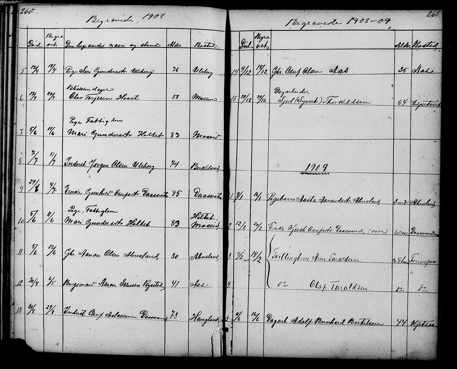 Evje sokneprestkontor, SAK/1111-0008/F/Fb/Fbb/L0002: Parish register (copy) no. B 2, 1879-1909, p. 260-261