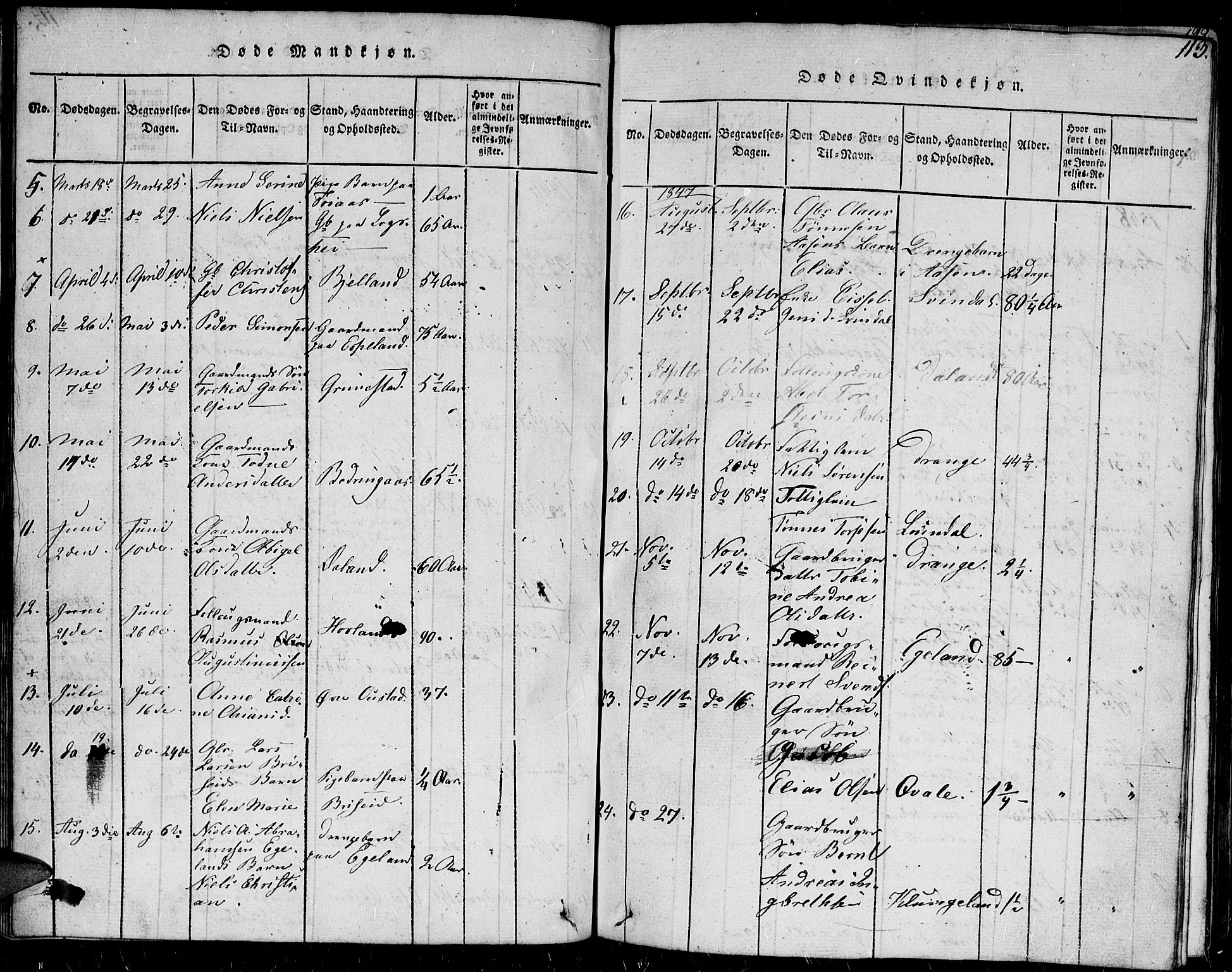 Herad sokneprestkontor, AV/SAK-1111-0018/F/Fb/Fba/L0001: Parish register (copy) no. B 1, 1815-1852, p. 113