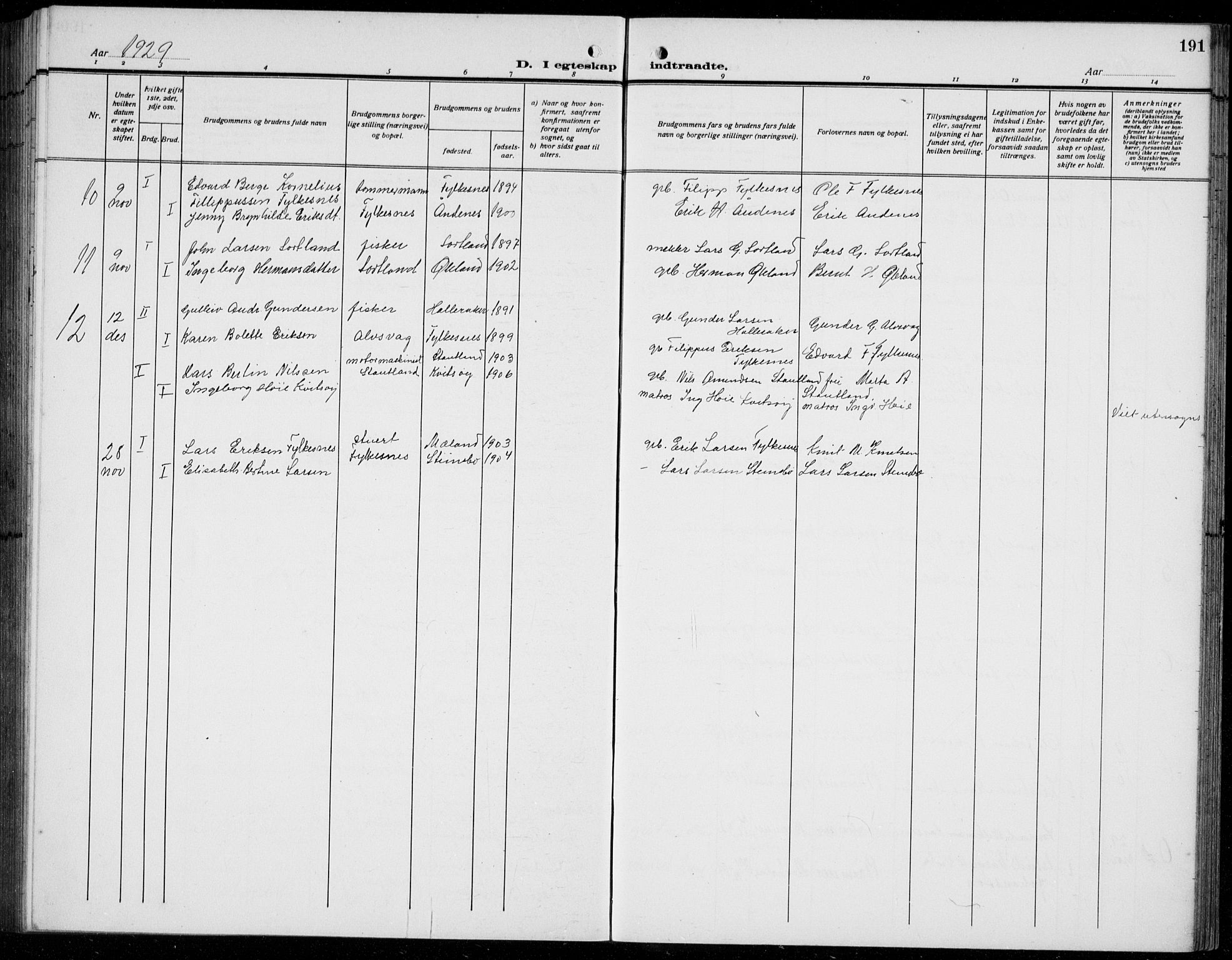 Finnås sokneprestembete, AV/SAB-A-99925/H/Ha/Hab/Habb/L0006: Parish register (copy) no. B 6, 1920-1936, p. 191