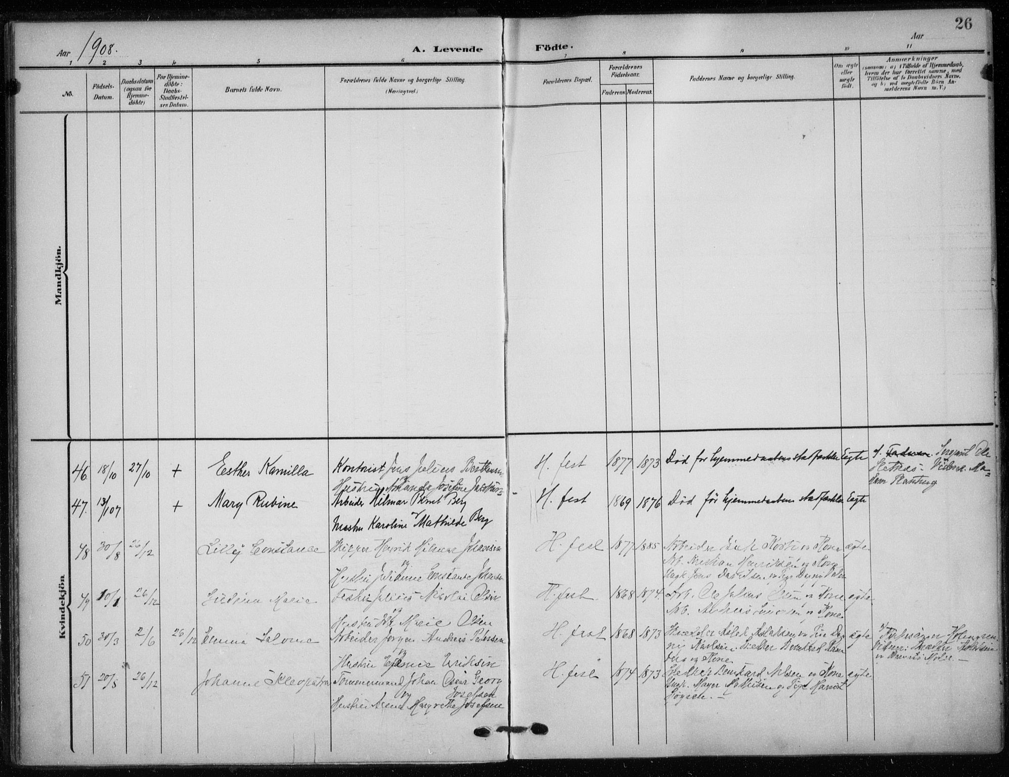 Hammerfest sokneprestkontor, SATØ/S-1347/H/Ha/L0014.kirke: Parish register (official) no. 14, 1906-1916, p. 26
