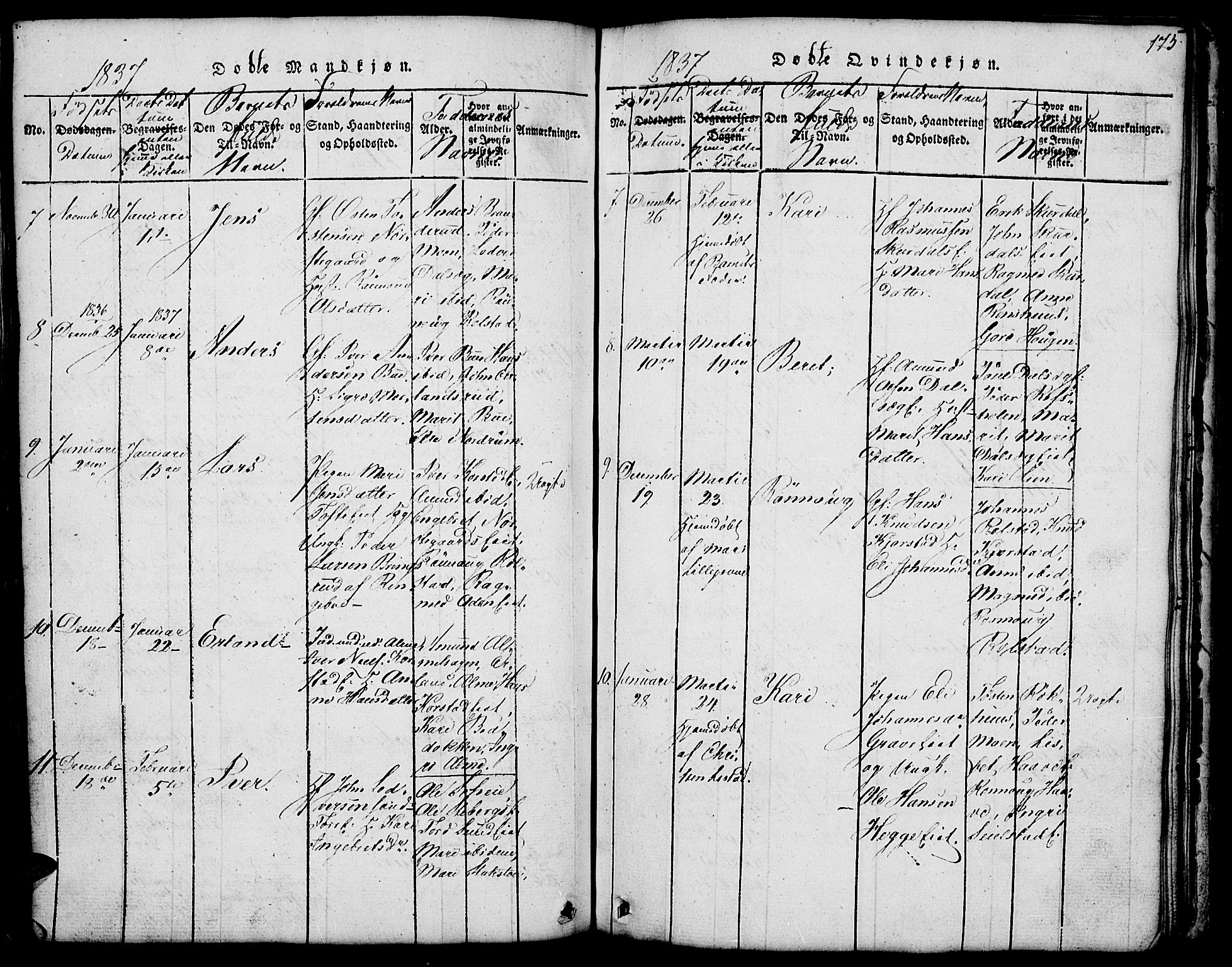 Fron prestekontor, AV/SAH-PREST-078/H/Ha/Hab/L0001: Parish register (copy) no. 1, 1816-1843, p. 175