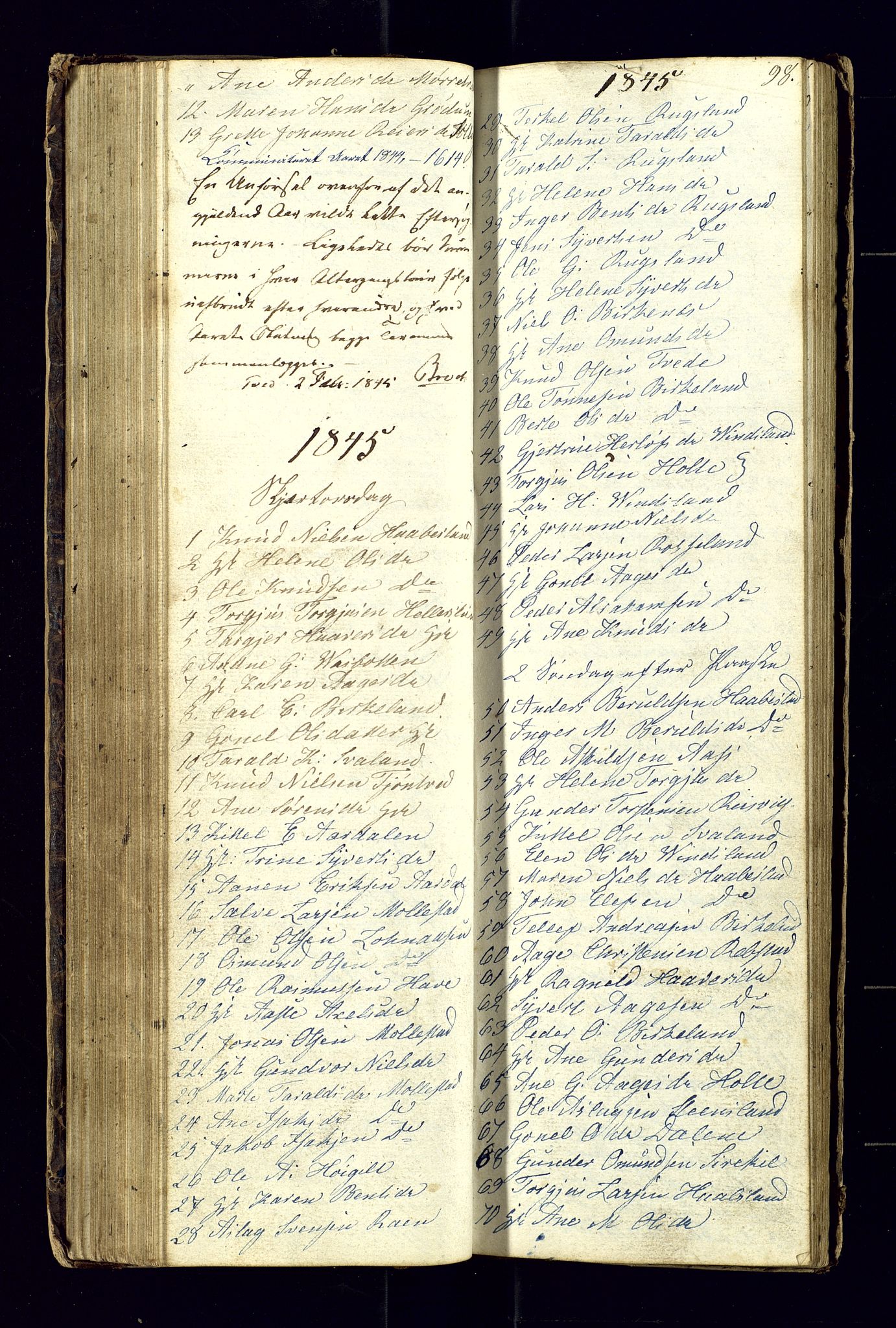 Birkenes sokneprestkontor, SAK/1111-0004/F/Fc/L0002: Communicants register no. C-2, 1839-1849, p. 98