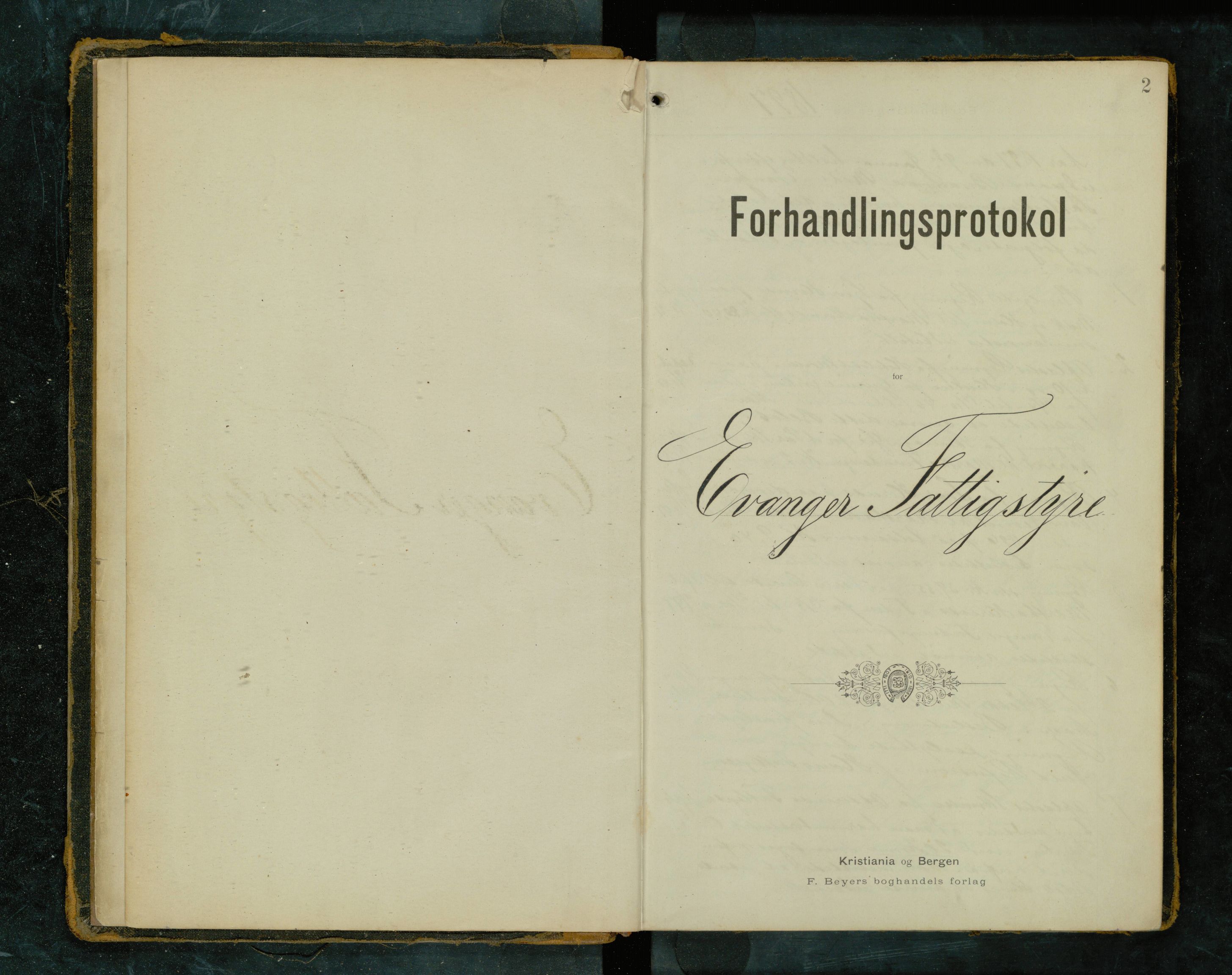 Evanger kommune. Fattigstyret , IKAH/1237-311/A/Aa/L0001: Møtebok for Evanger fattigstyre, 1897-1924