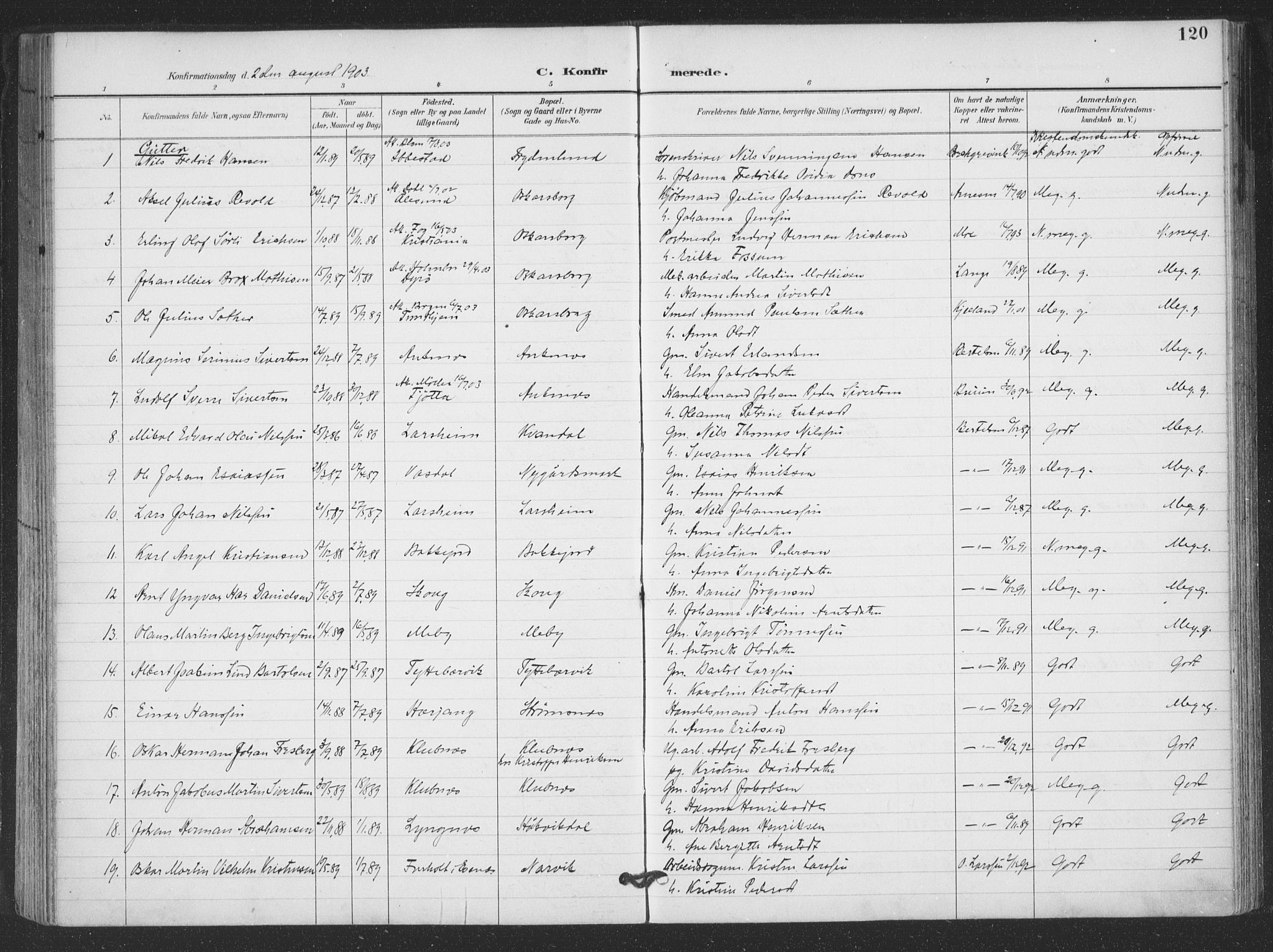 Ministerialprotokoller, klokkerbøker og fødselsregistre - Nordland, SAT/A-1459/866/L0939: Parish register (official) no. 866A02, 1894-1906, p. 120
