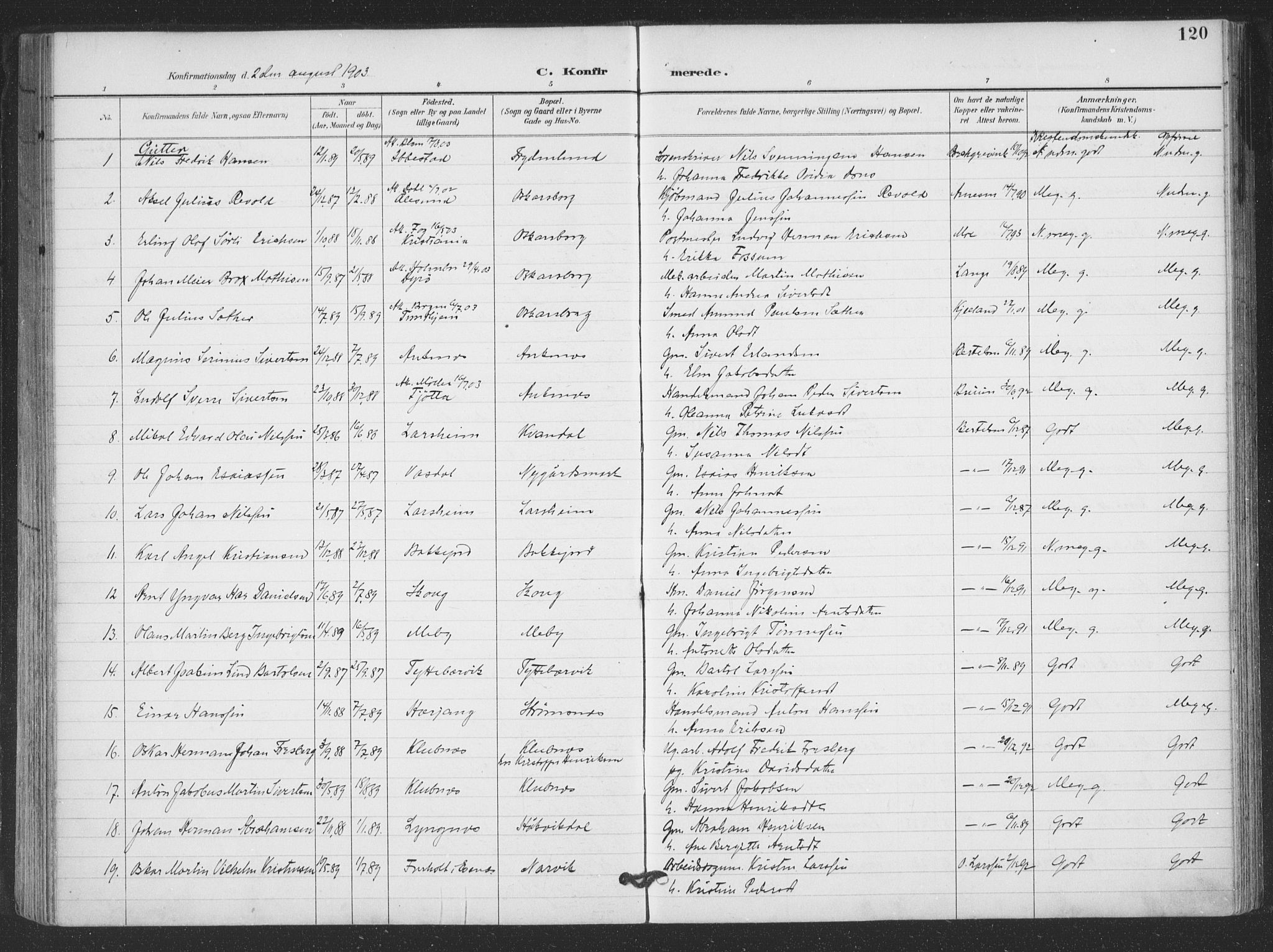 Ministerialprotokoller, klokkerbøker og fødselsregistre - Nordland, AV/SAT-A-1459/866/L0939: Parish register (official) no. 866A02, 1894-1906, p. 120