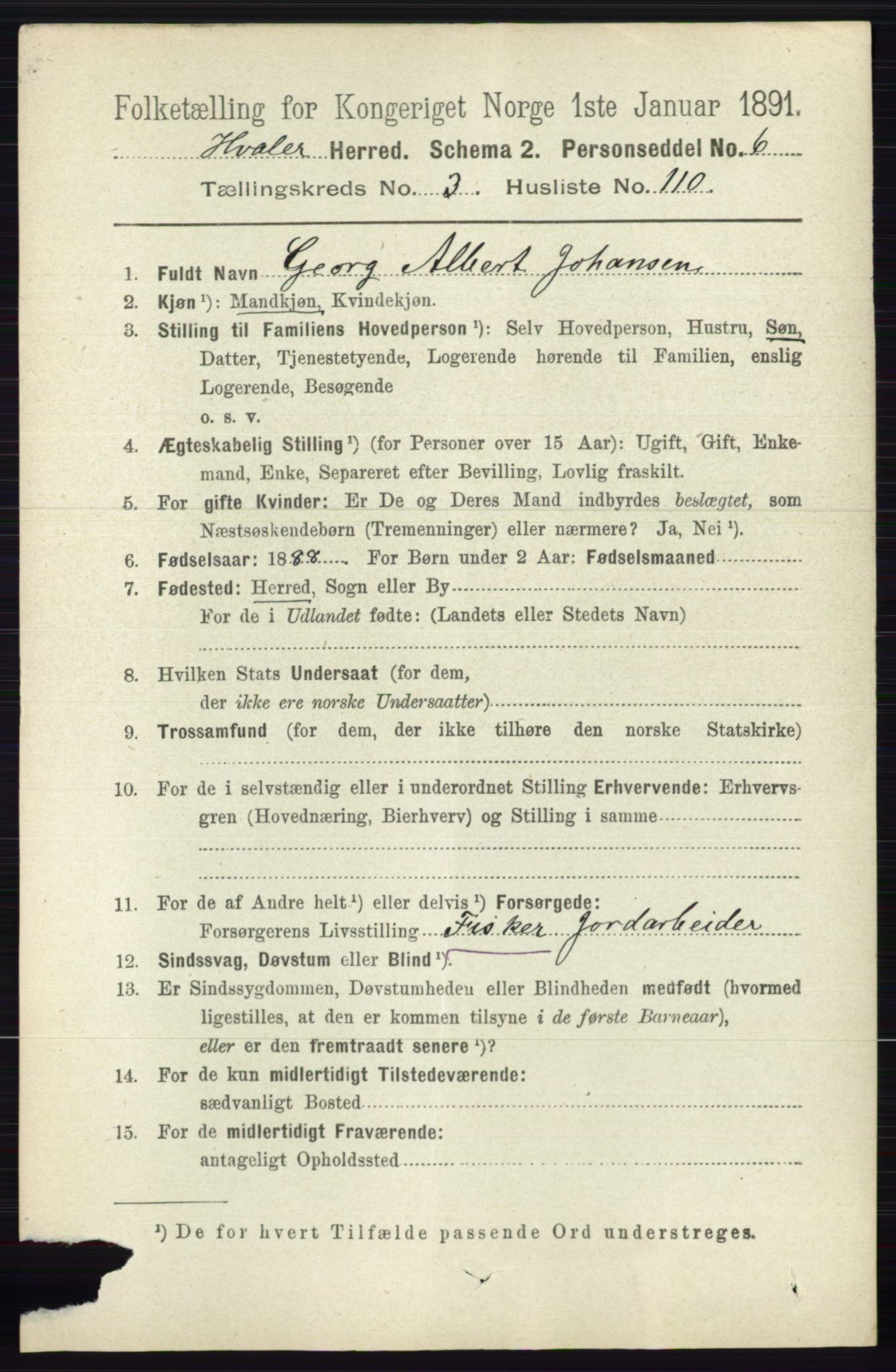 RA, 1891 census for 0111 Hvaler, 1891, p. 2555