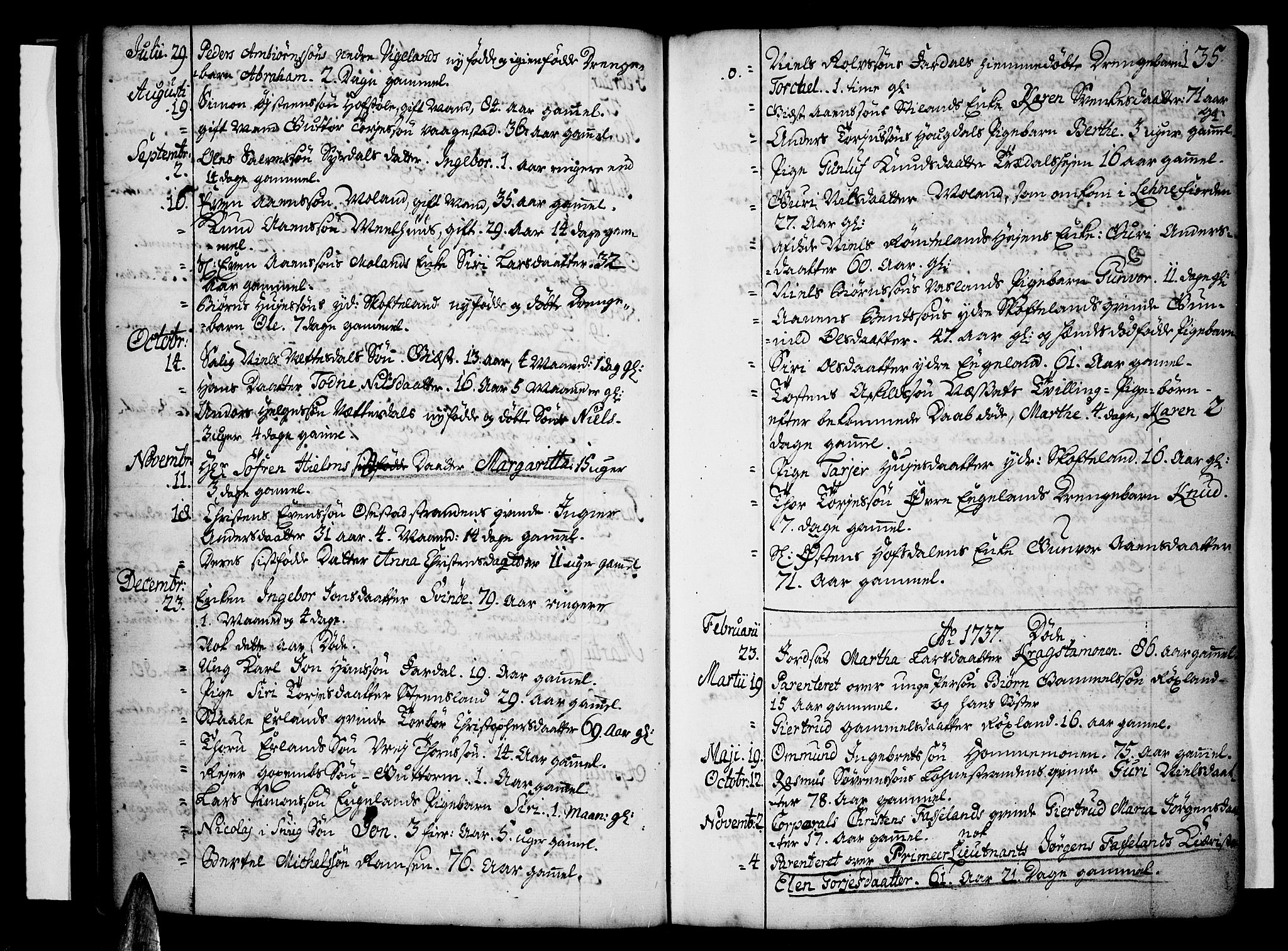 Sør-Audnedal sokneprestkontor, AV/SAK-1111-0039/F/Fa/Fab/L0001: Parish register (official) no. A 1 /1, 1726-1766, p. 135
