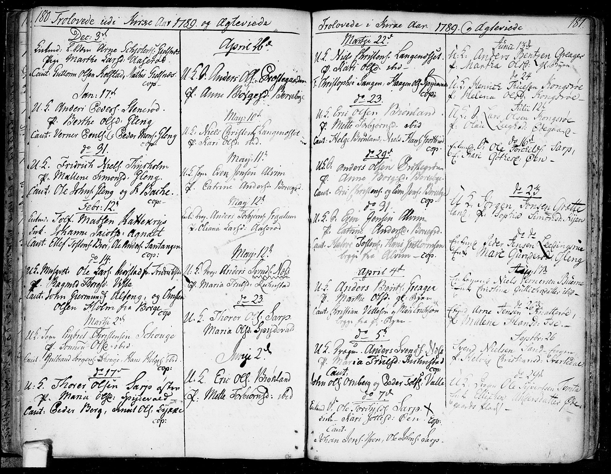 Tune prestekontor Kirkebøker, SAO/A-2007/F/Fa/L0003: Parish register (official) no. 3, 1781-1796, p. 180-181
