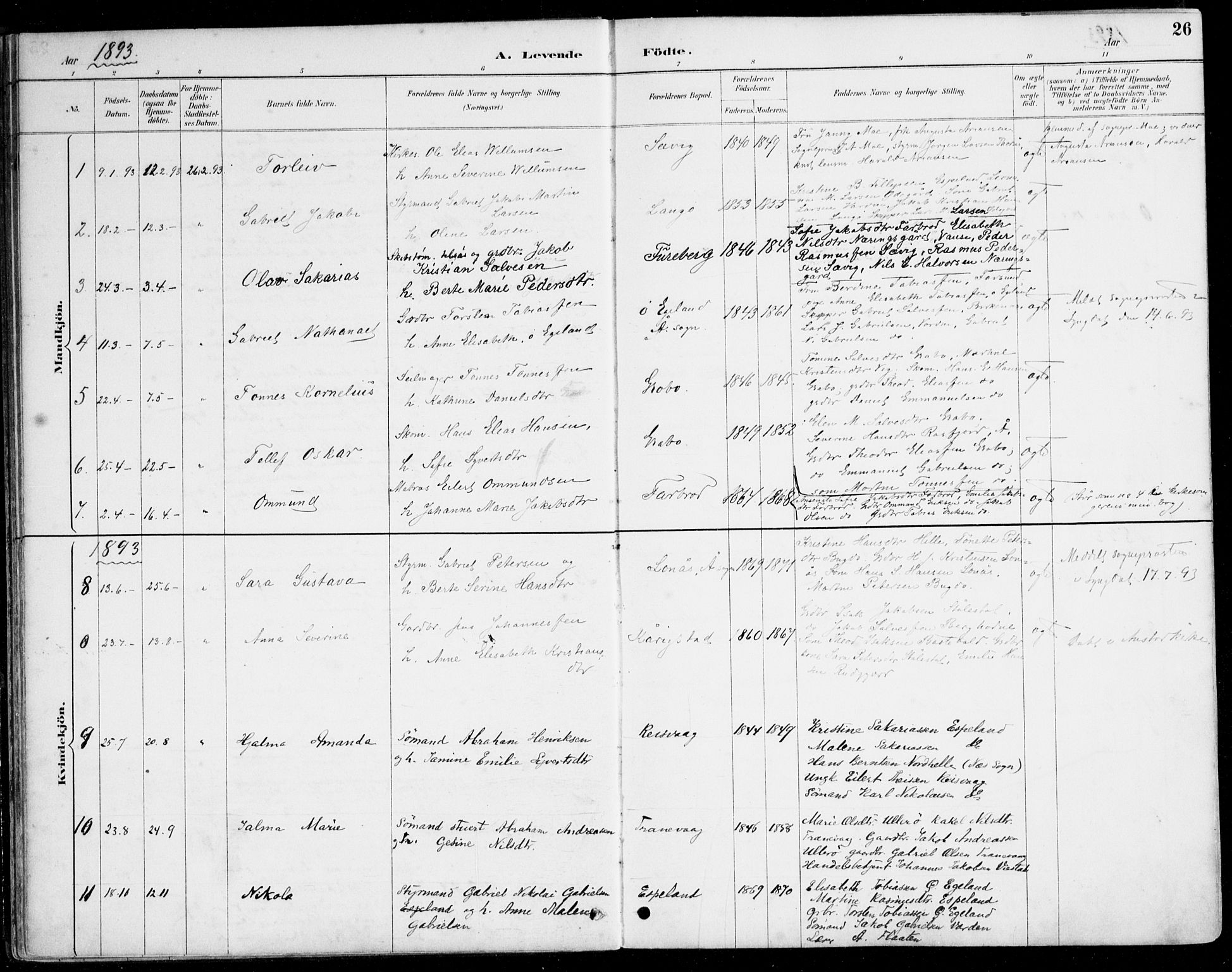 Herad sokneprestkontor, AV/SAK-1111-0018/F/Fa/Fab/L0005: Parish register (official) no. A 5, 1886-1913, p. 26