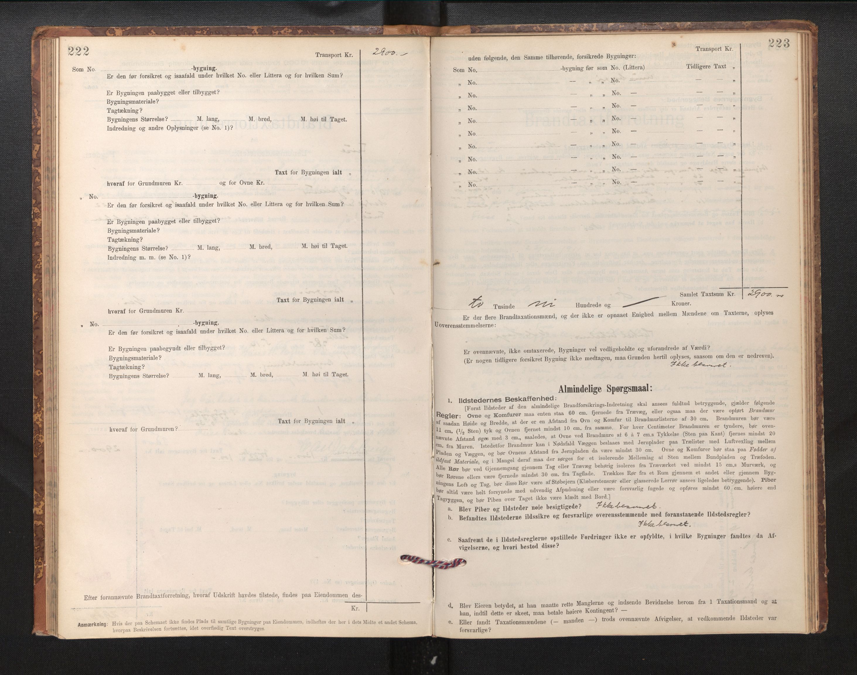 Lensmannen i Fusa, SAB/A-32401/1/0012/L0003: Branntakstprotokoll, skjematakst, 1895-1950, p. 222-223