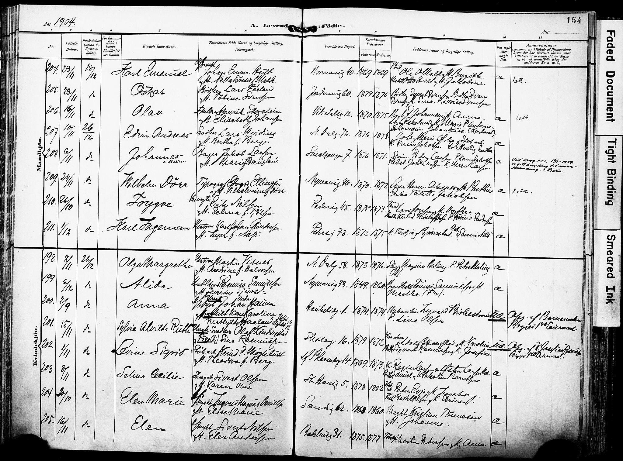 St. Johannes sokneprestkontor, AV/SAST-A-101814/001/30/30BA/L0007: Parish register (official) no. A 7, 1900-1910, p. 154