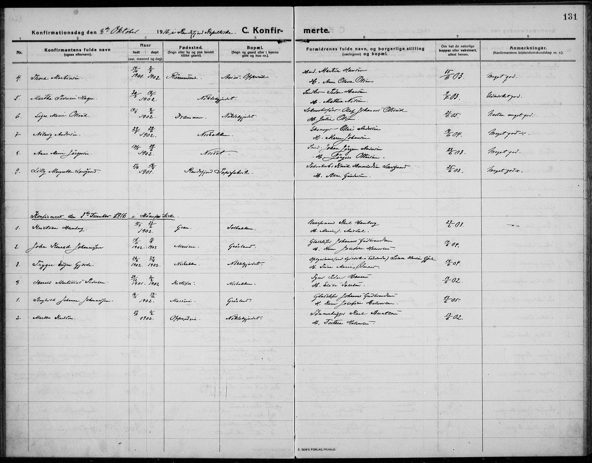 Jevnaker prestekontor, AV/SAH-PREST-116/H/Ha/Haa/L0012: Parish register (official) no. 12, 1914-1924, p. 131