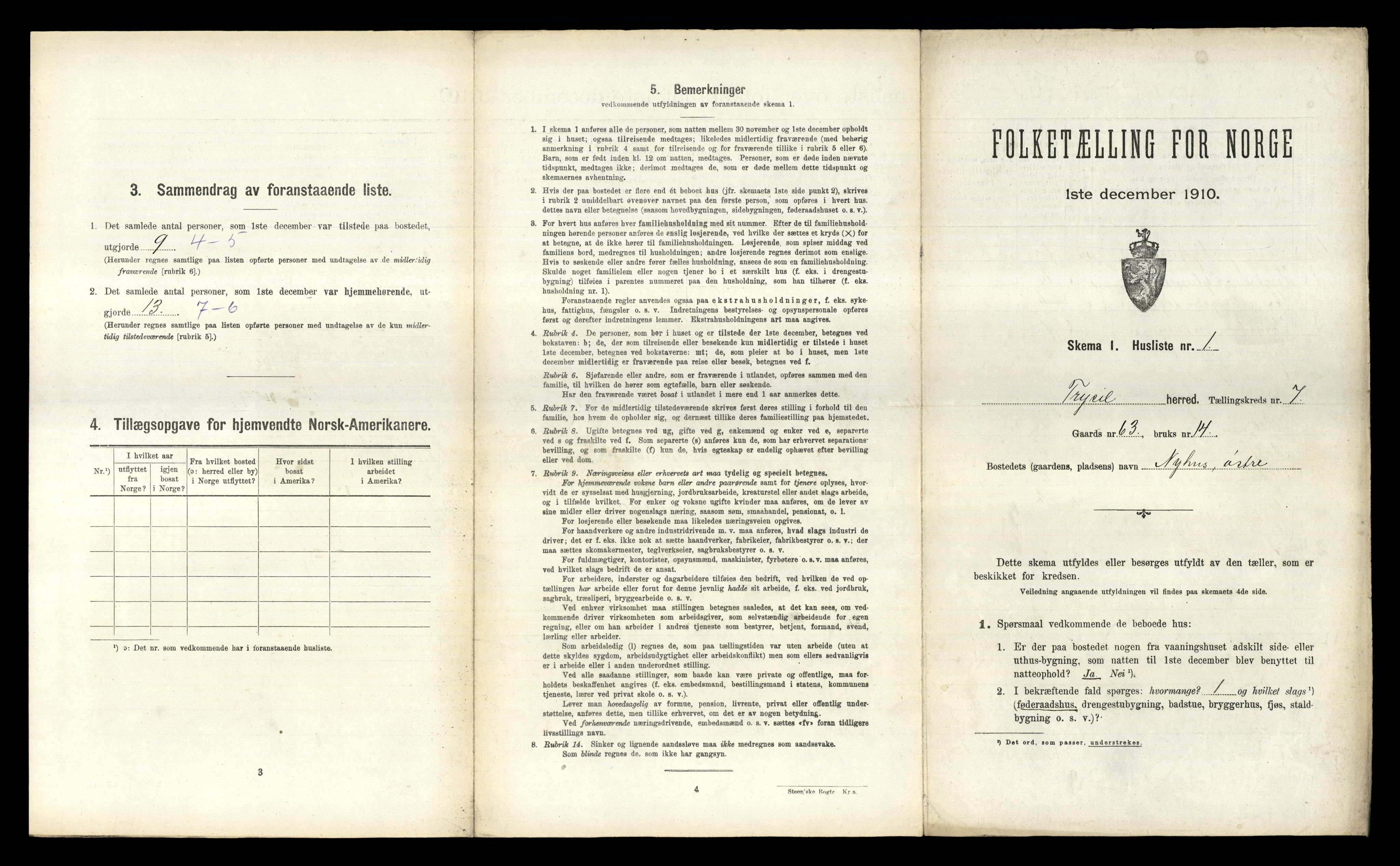 RA, 1910 census for Trysil, 1910, p. 857