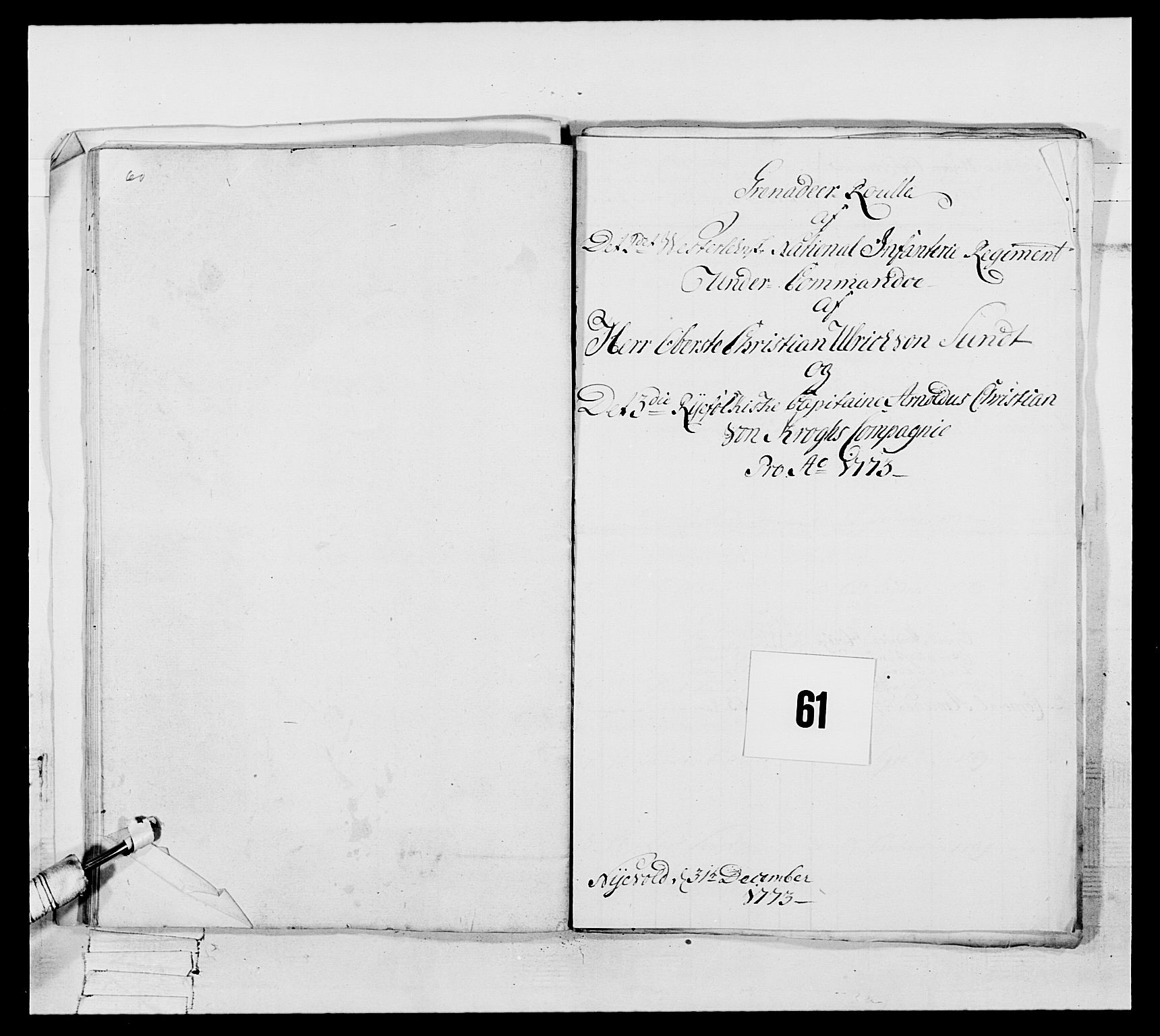 Generalitets- og kommissariatskollegiet, Det kongelige norske kommissariatskollegium, RA/EA-5420/E/Eh/L0105: 2. Vesterlenske nasjonale infanteriregiment, 1766-1773, p. 342