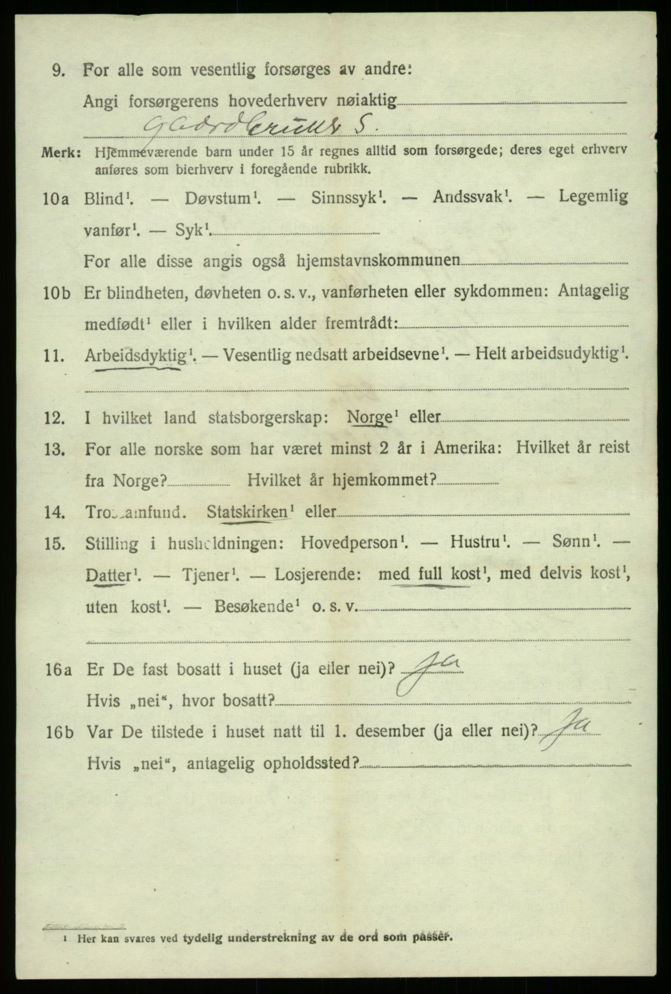 SAB, 1920 census for Eidfjord, 1920, p. 2293