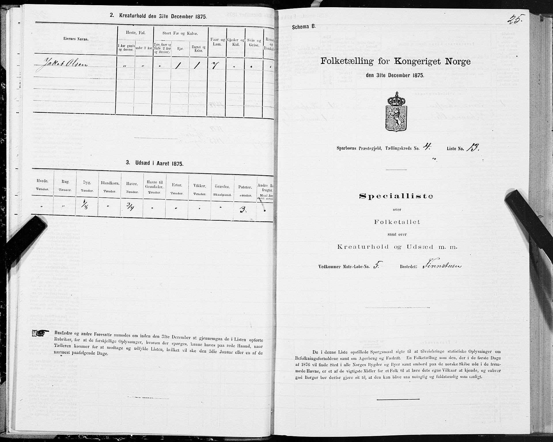 SAT, 1875 census for 1731P Sparbu, 1875, p. 2025