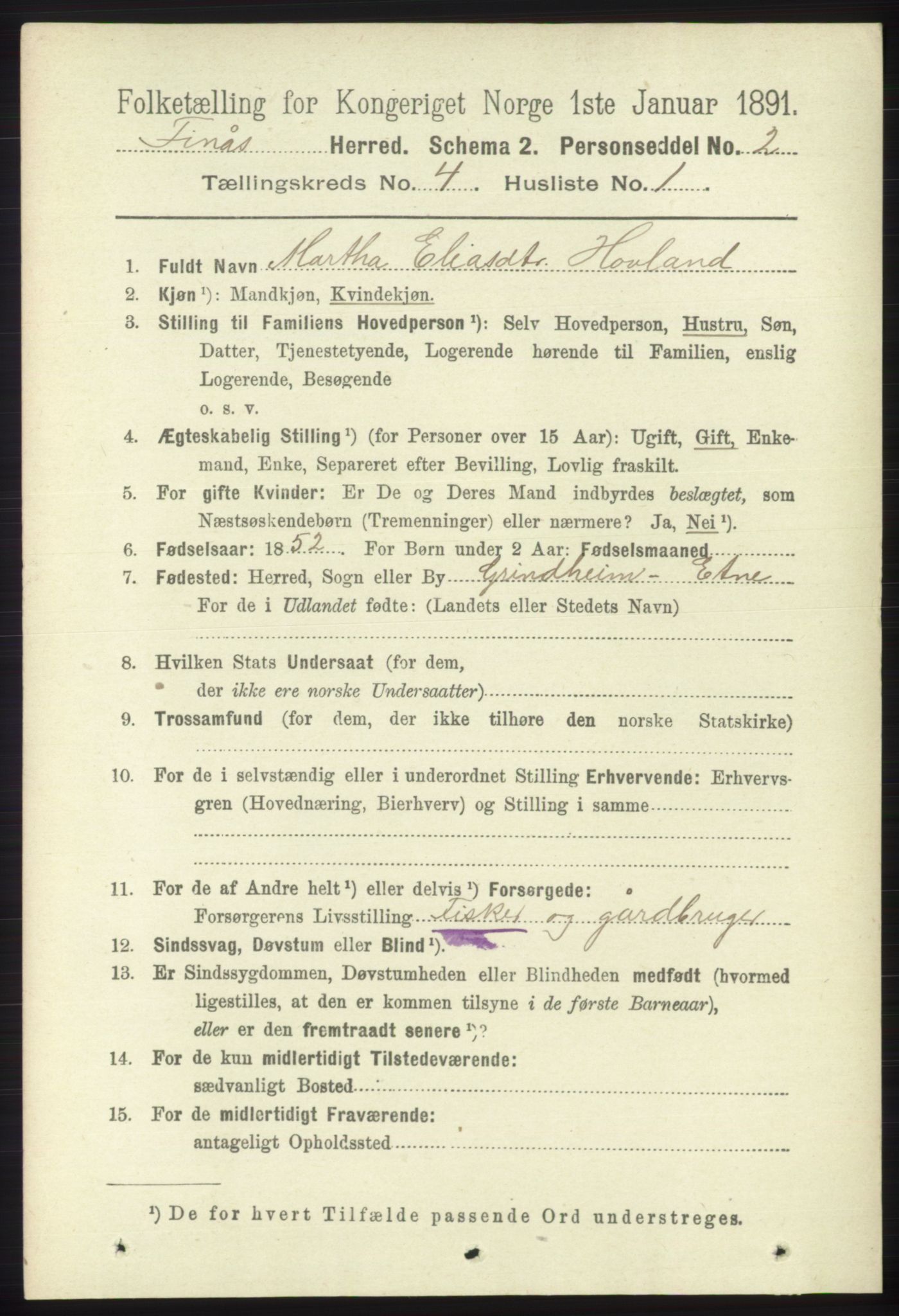 RA, 1891 census for 1218 Finnås, 1891, p. 1676