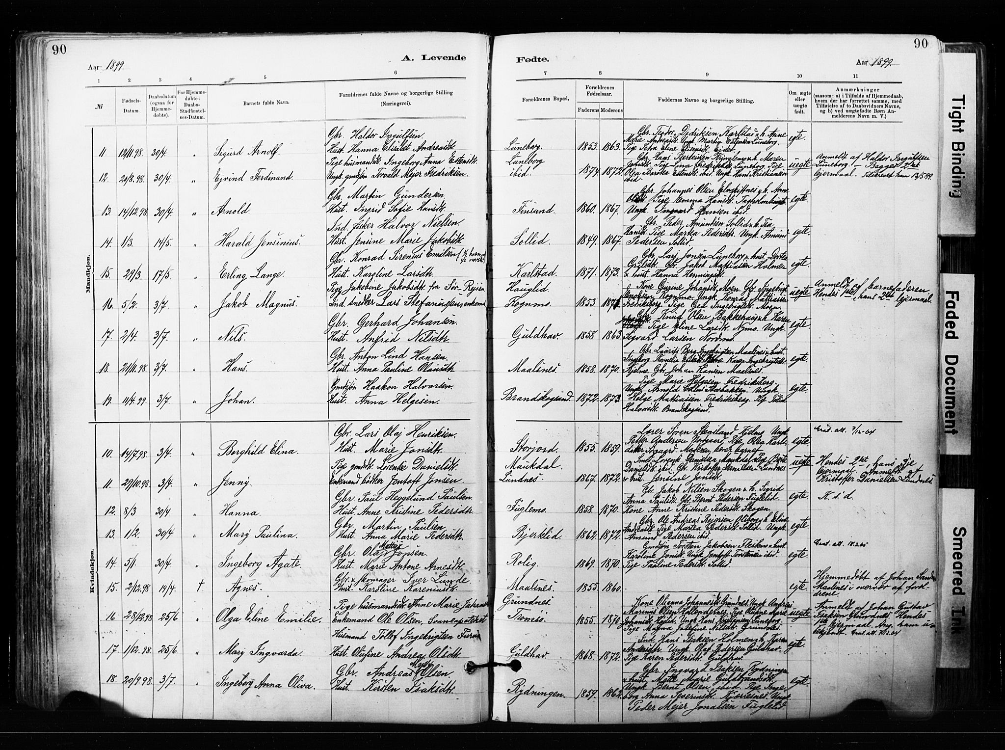 Målselv sokneprestembete, SATØ/S-1311/G/Ga/Gaa/L0007kirke: Parish register (official) no. 7, 1884-1903, p. 90