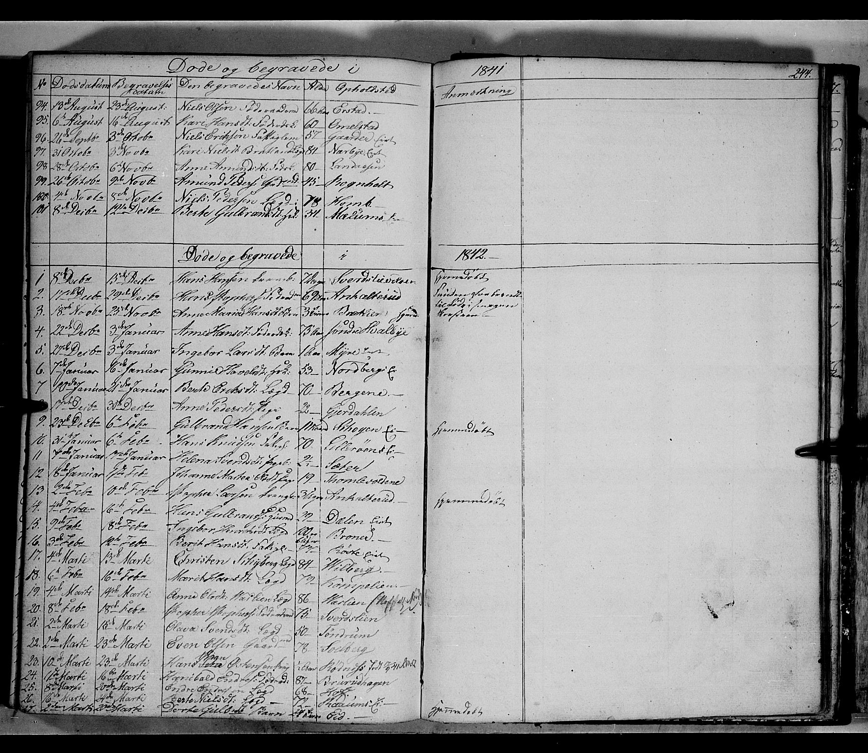 Land prestekontor, SAH/PREST-120/H/Ha/Hab/L0002: Parish register (copy) no. 2, 1833-1849, p. 244
