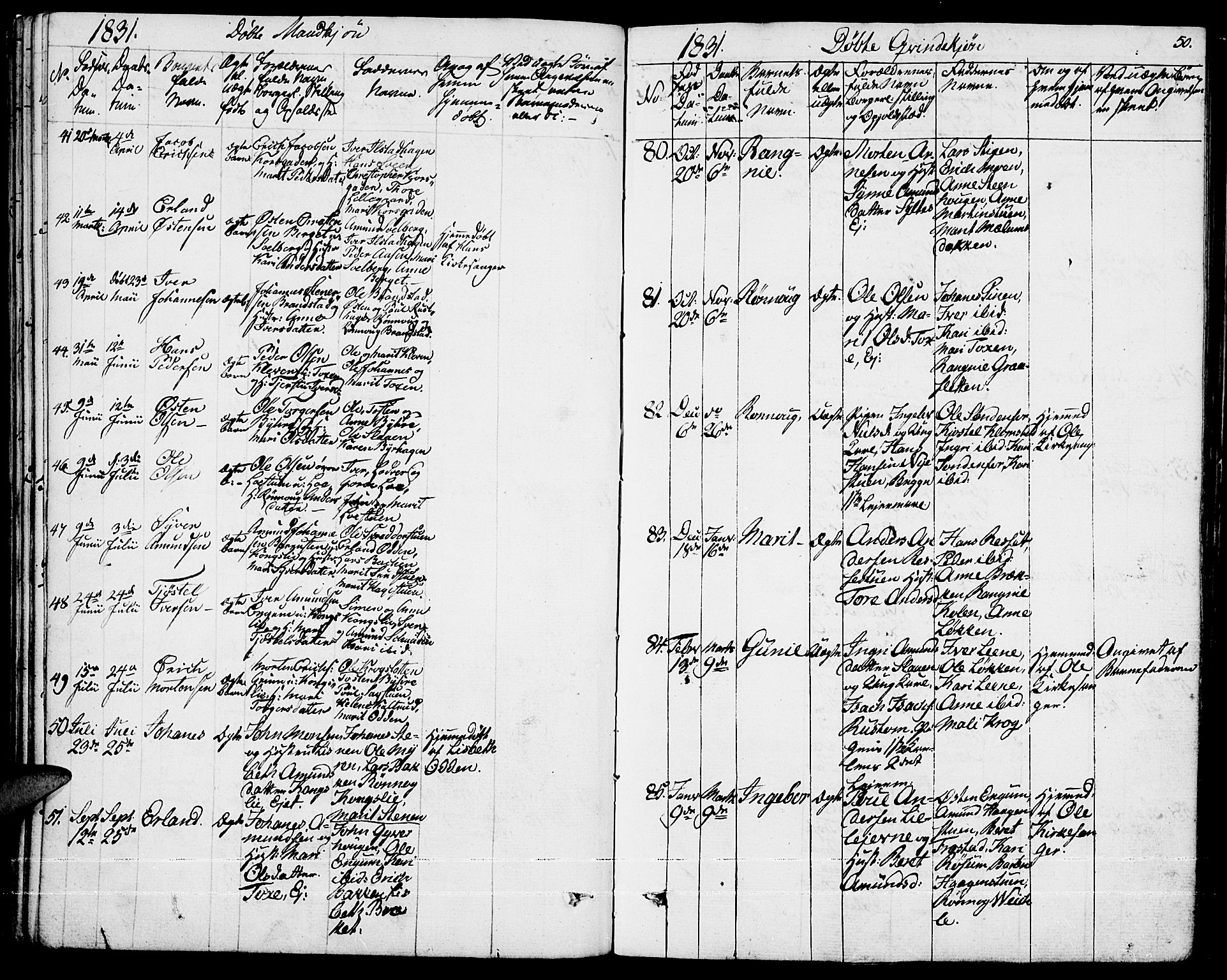 Fron prestekontor, AV/SAH-PREST-078/H/Ha/Haa/L0003: Parish register (official) no. 3, 1828-1838, p. 50