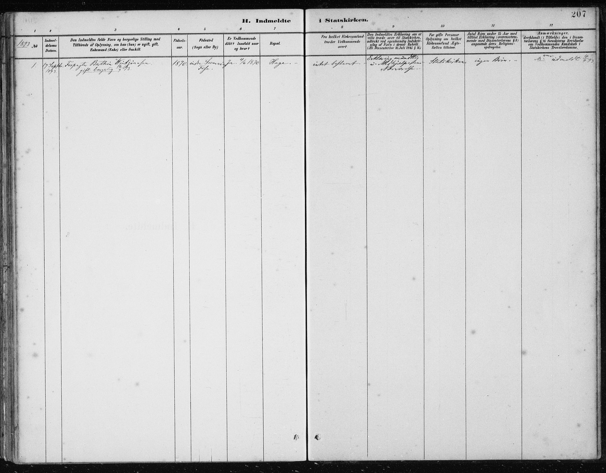 Samnanger Sokneprestembete, AV/SAB-A-77501/H/Haa: Parish register (official) no. A 1, 1885-1901, p. 207