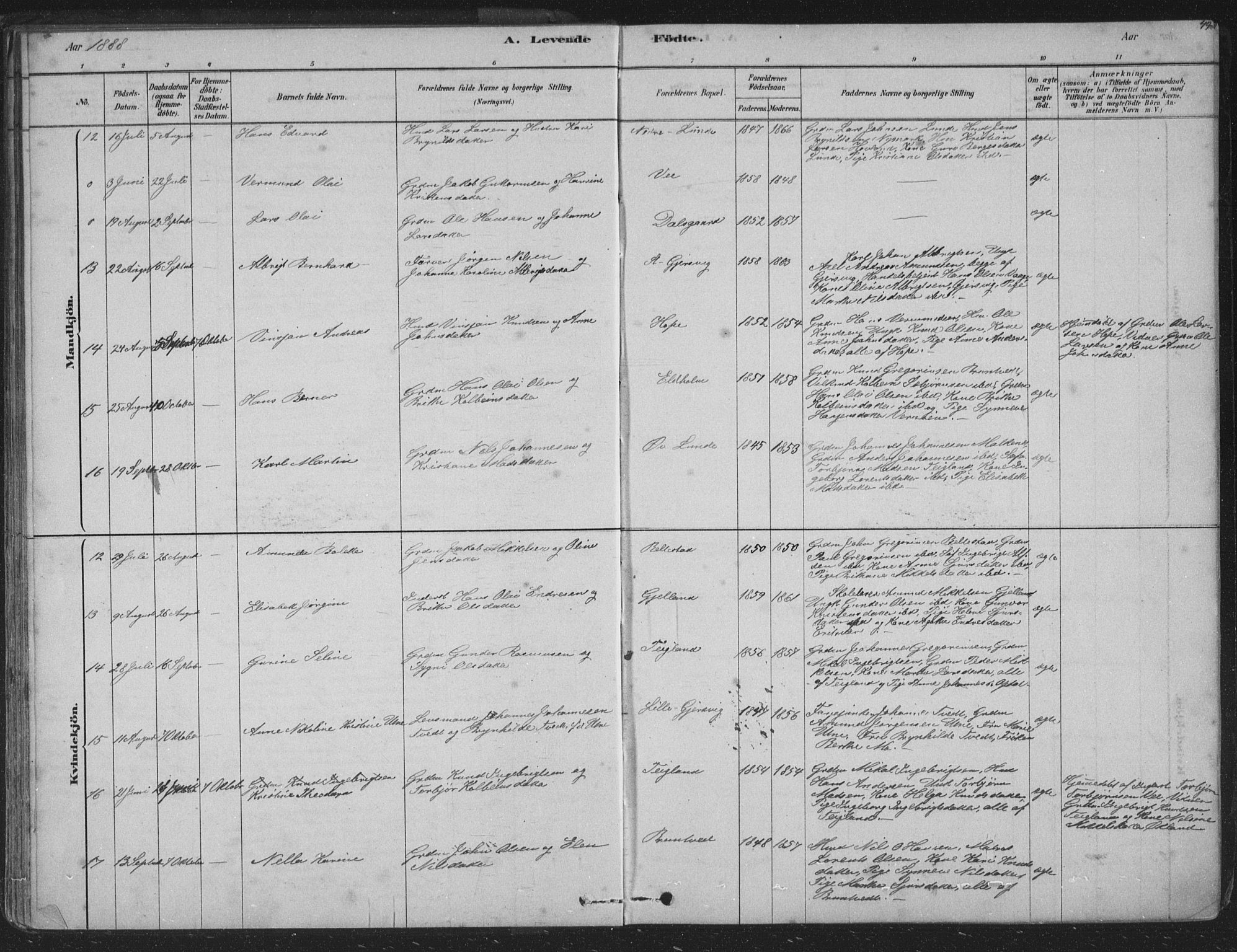 Tysnes sokneprestembete, AV/SAB-A-78601/H/Hab: Parish register (copy) no. B 2, 1878-1918, p. 49