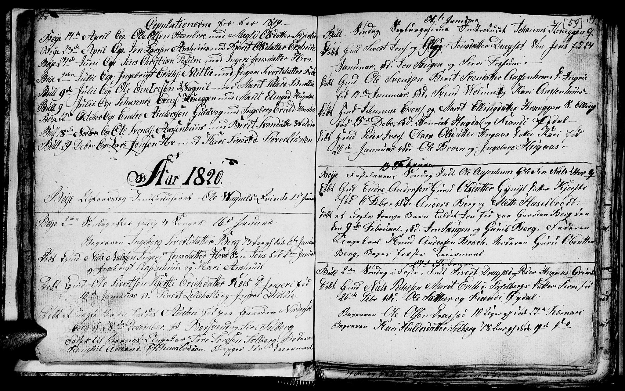 Ministerialprotokoller, klokkerbøker og fødselsregistre - Sør-Trøndelag, SAT/A-1456/689/L1042: Parish register (copy) no. 689C01, 1812-1841, p. 58-59