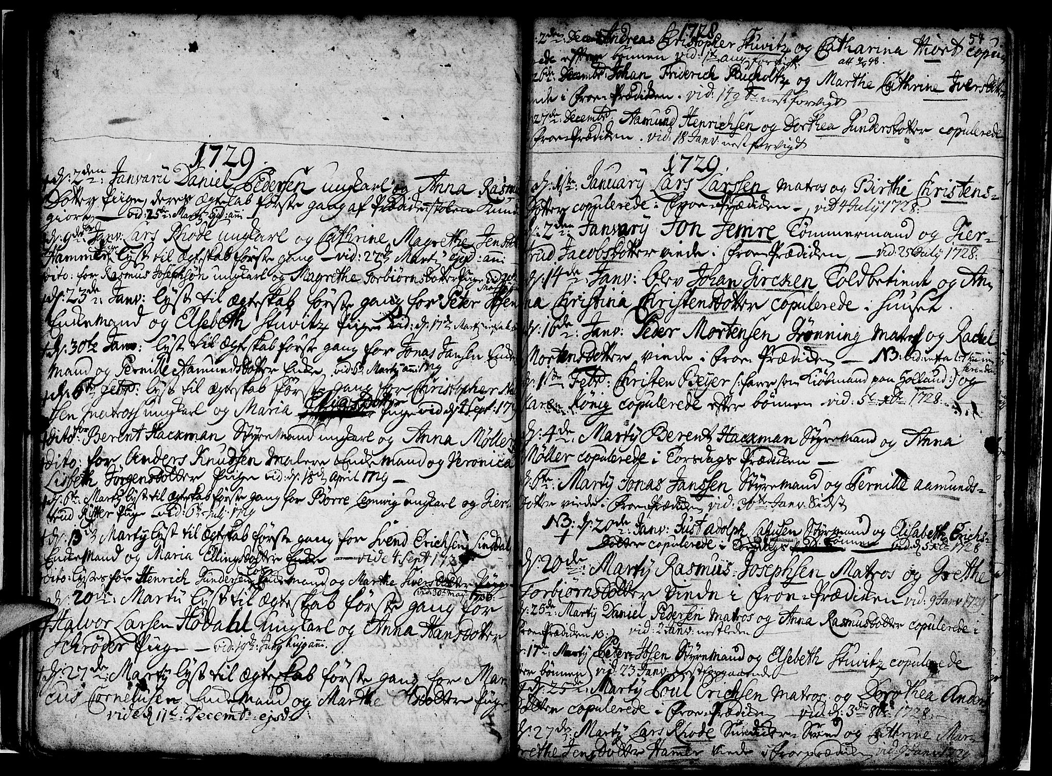 Nykirken Sokneprestembete, SAB/A-77101/H/Haa/L0007: Parish register (official) no. A 7, 1719-1781, p. 54