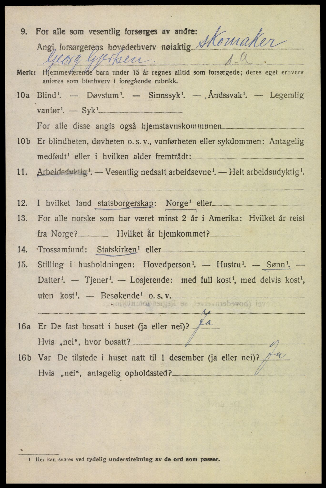 SAK, 1920 census for Søgne, 1920, p. 2826