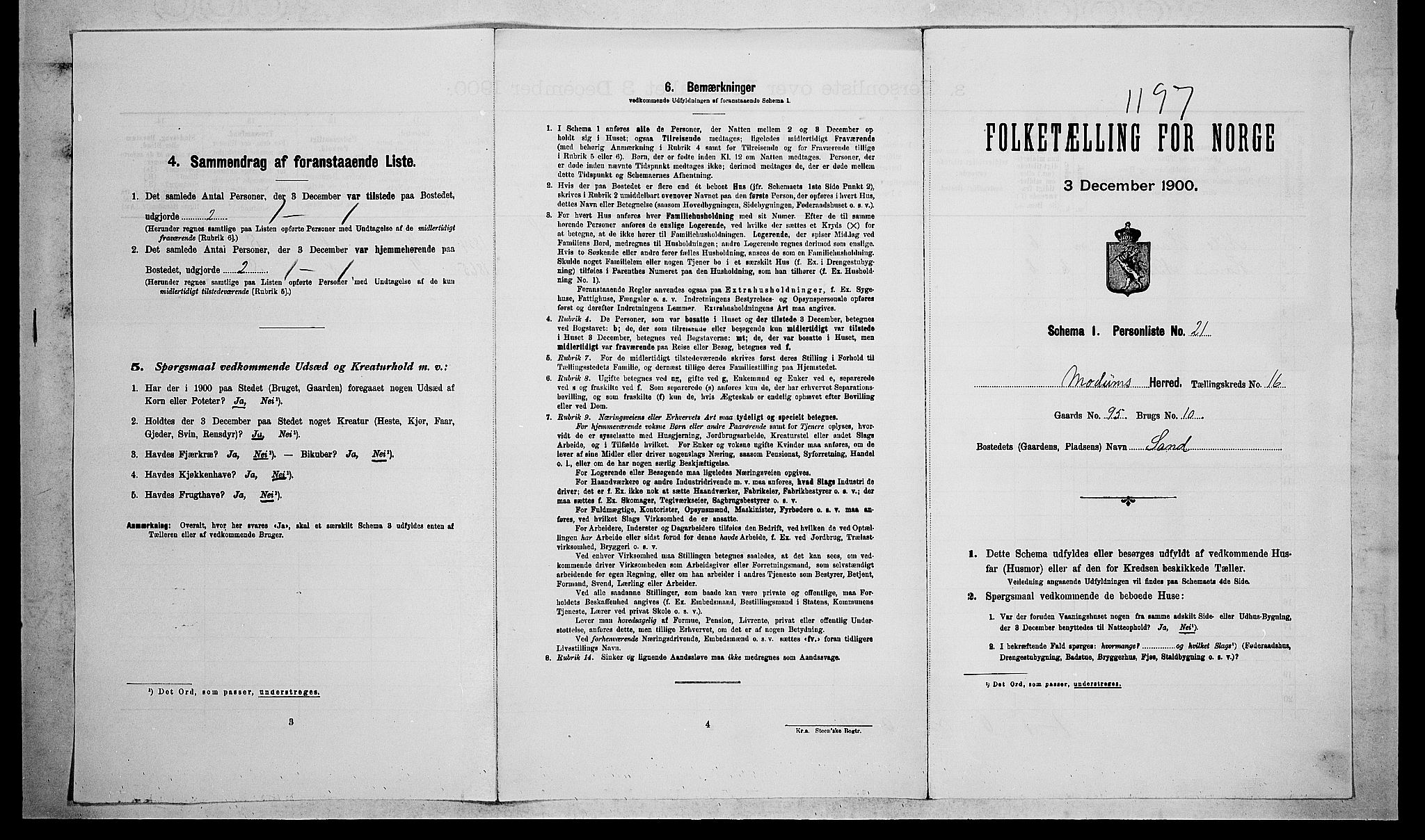 RA, 1900 census for Modum, 1900, p. 1989