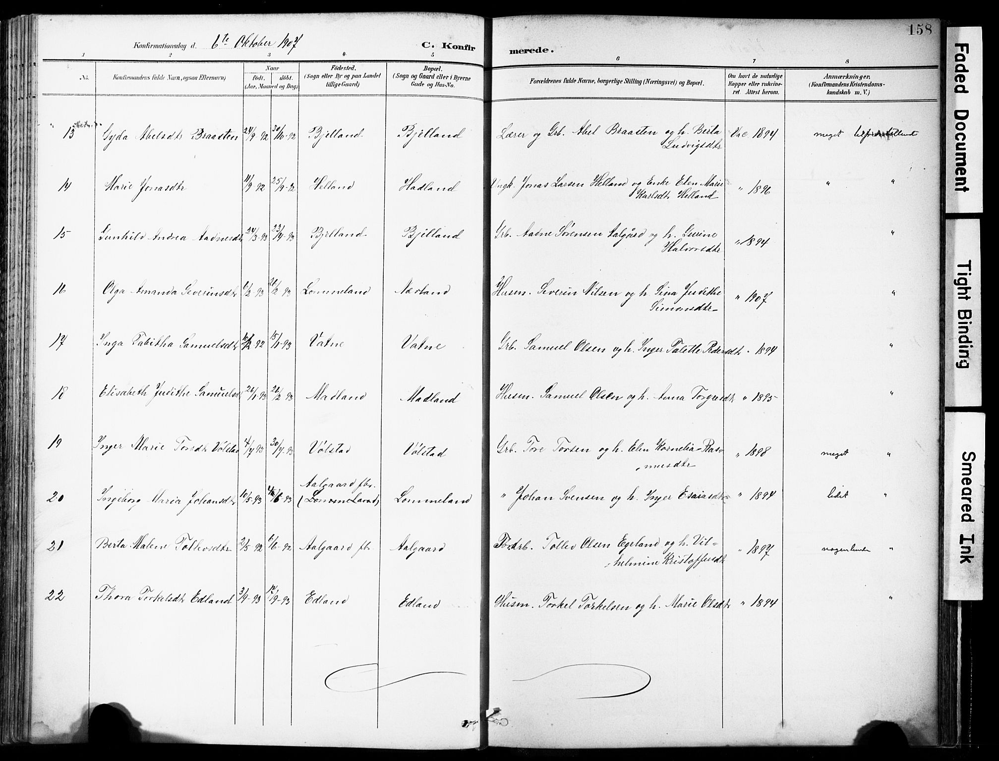 Lye sokneprestkontor, SAST/A-101794/001/30BA/L0012: Parish register (official) no. A 11, 1896-1909, p. 158