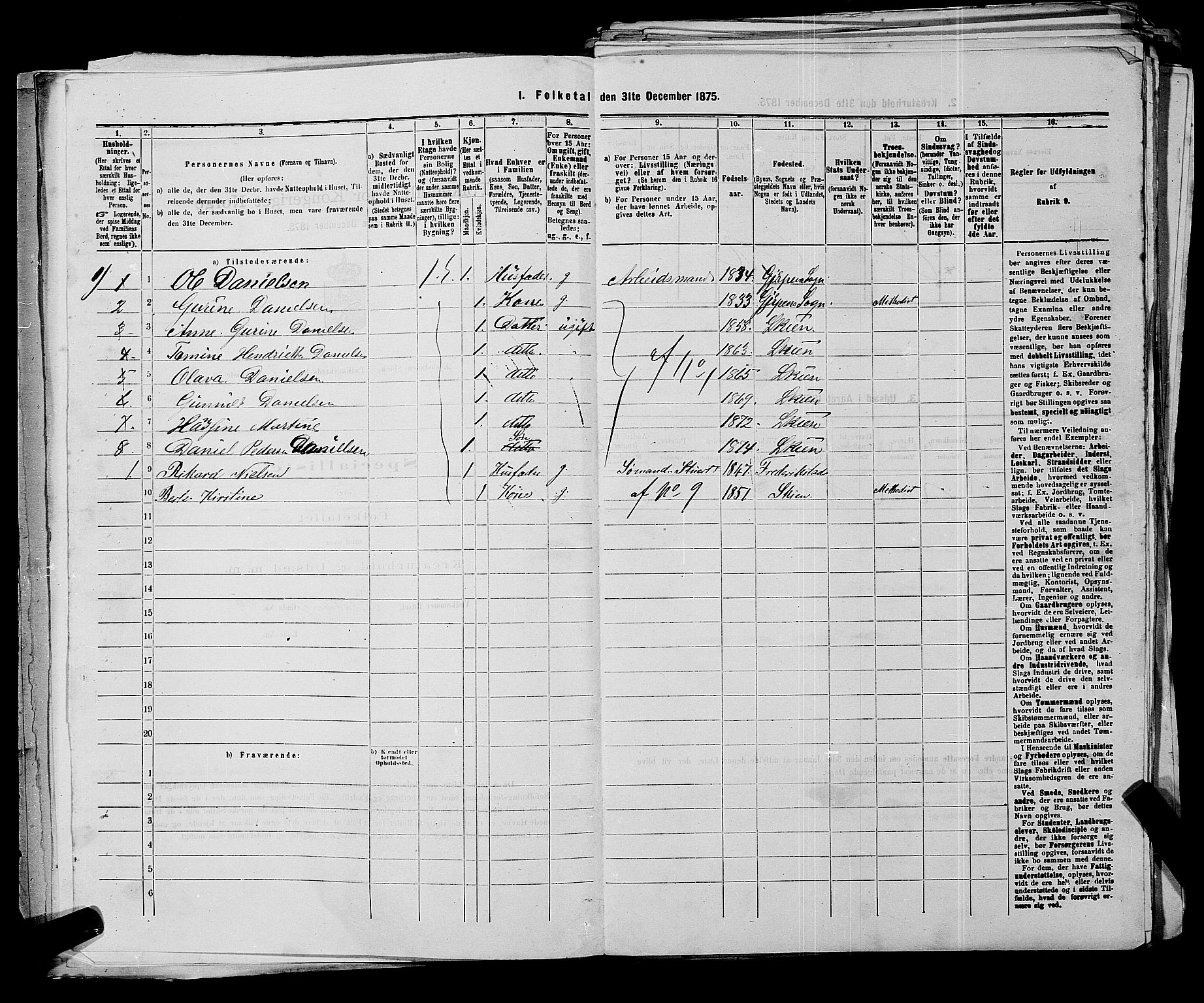 SAKO, 1875 census for 0806P Skien, 1875, p. 1044