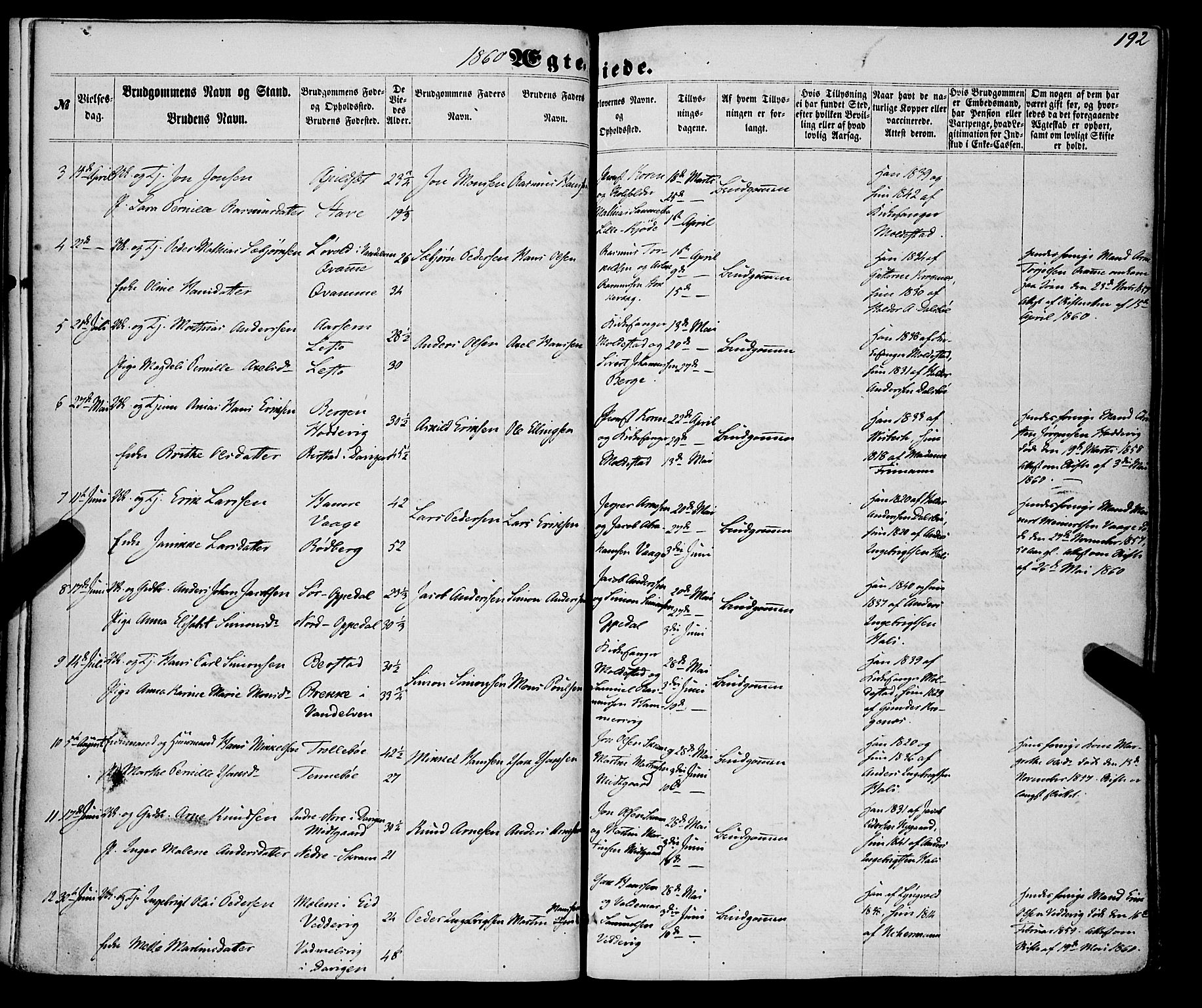Selje sokneprestembete, SAB/A-99938/H/Ha/Haa/Haaa: Parish register (official) no. A 11, 1858-1870, p. 192