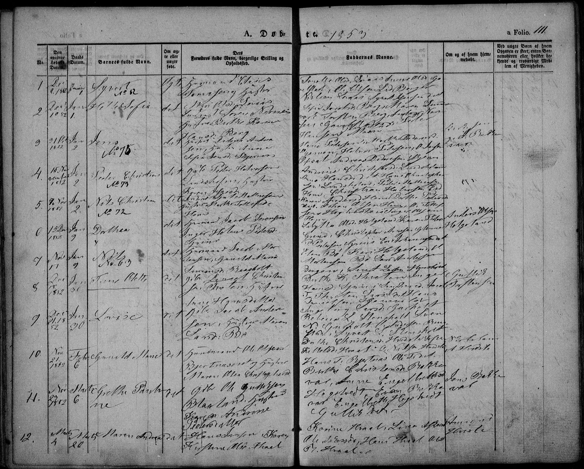 Lardal kirkebøker, SAKO/A-350/F/Fa/L0006: Parish register (official) no. I 6, 1835-1860, p. 111