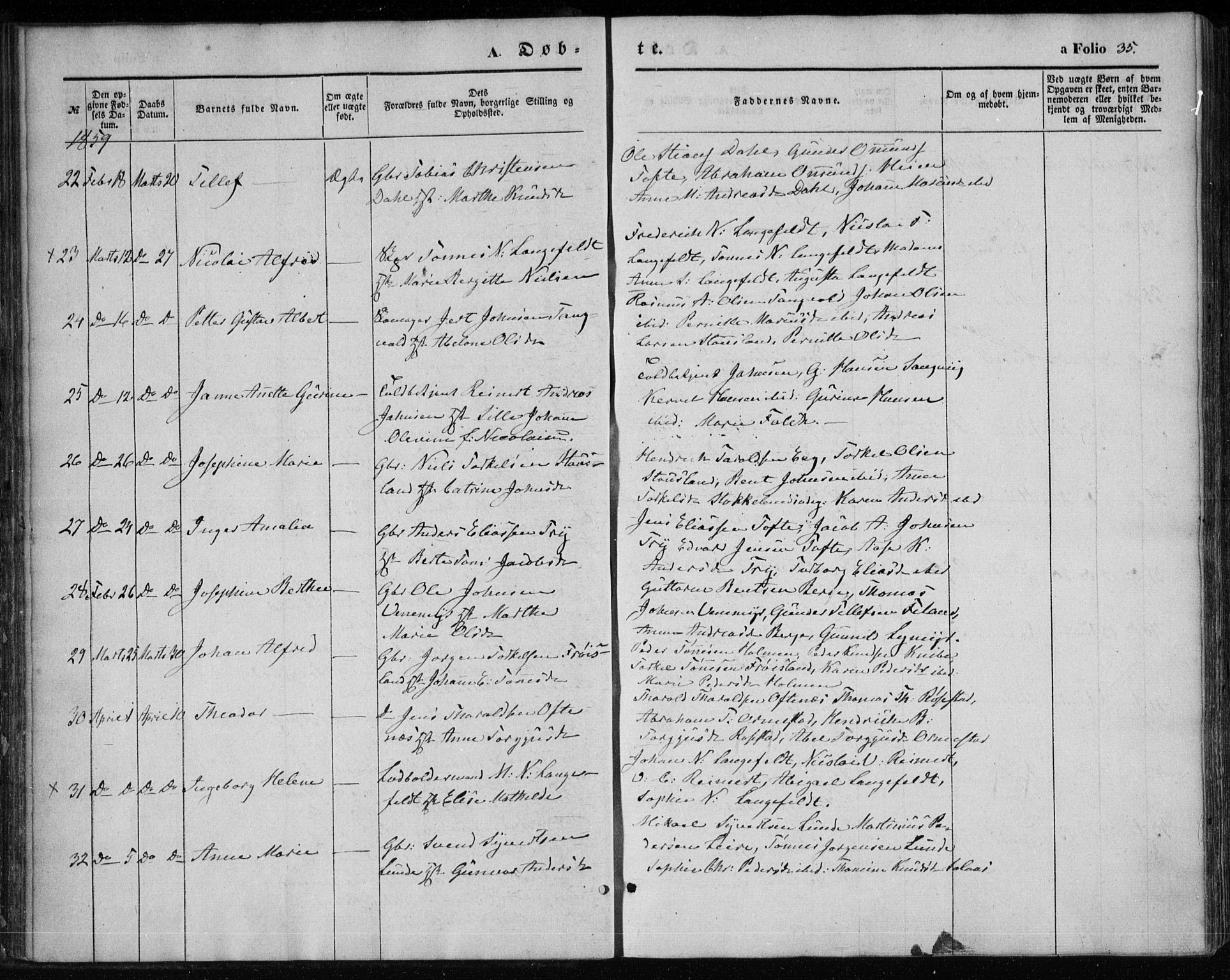 Søgne sokneprestkontor, AV/SAK-1111-0037/F/Fa/Fab/L0010: Parish register (official) no. A 10, 1853-1869, p. 35