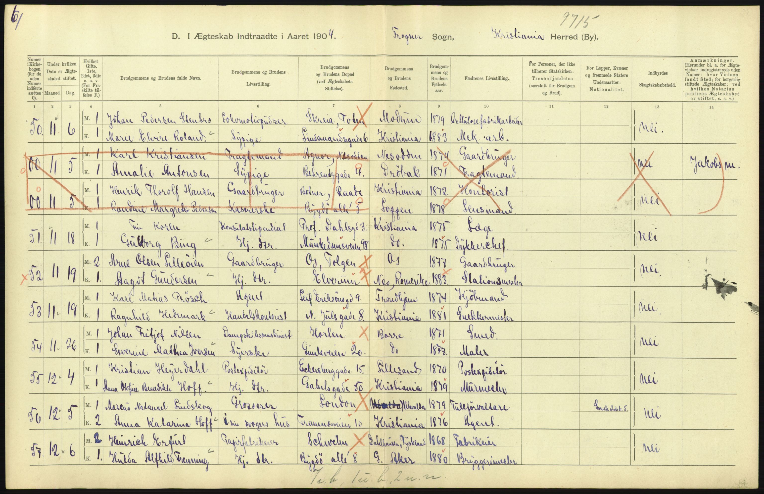 Statistisk sentralbyrå, Sosiodemografiske emner, Befolkning, AV/RA-S-2228/D/Df/Dfa/Dfab/L0004: Kristiania: Gifte, døde, 1904, p. 221